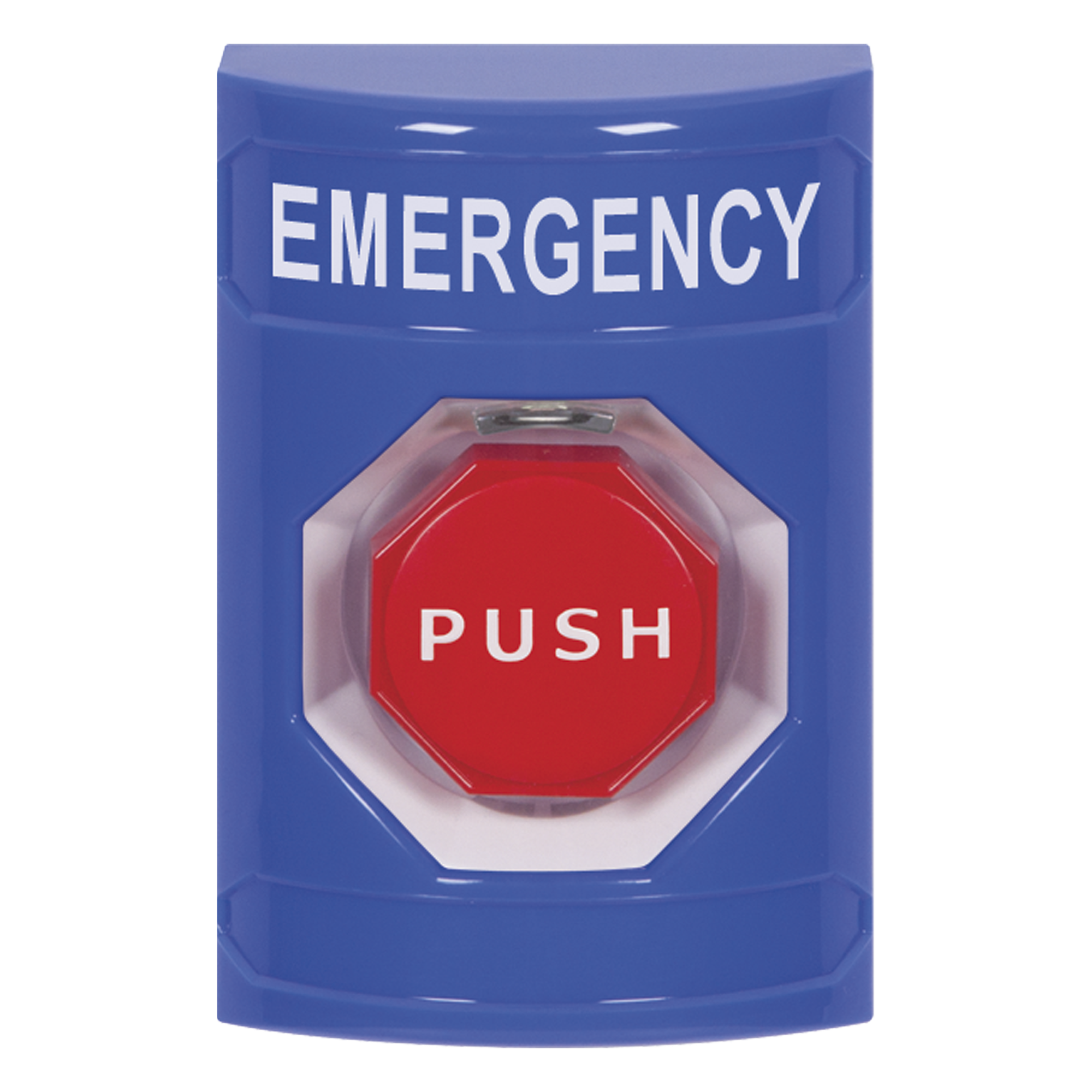 Botón de Emergencia / Texto en Español / Momentáneo / Anti-activación Accidental / Policarbonato Resistente / UL cUL ADA — STI · SKU SS2405EM-EN