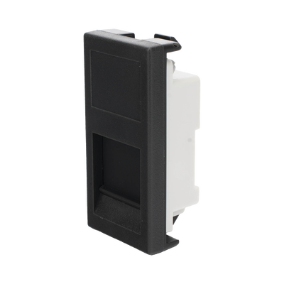 Medio Módulo / 1 Puerto Keystone RJ45 / Guardapolvo Integrado / Cajas Teleblock y Ofiblock / Acabado Negro
