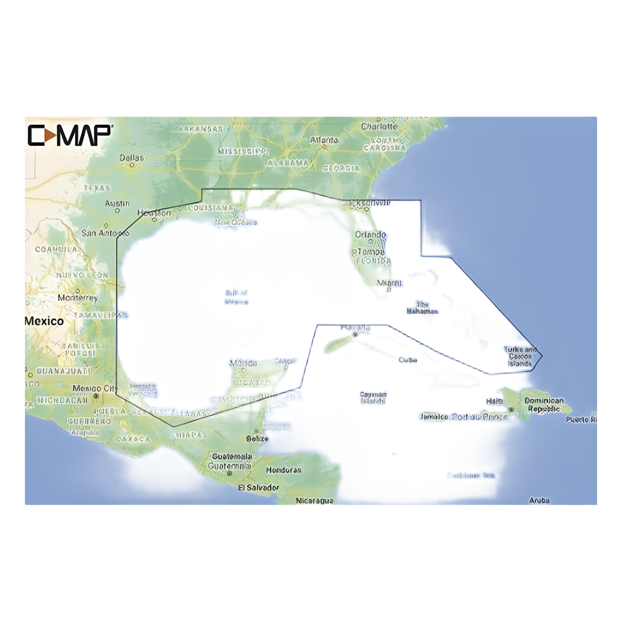 Carta Electrónica Náutica / Cobertura Golfo de México y Bahamas / Easy Routing / Imágenes Satelitales de Alta Resolución / Vista 3D Ultra Resolución / Fotografía Aérea de Marinas y Puertos / Proyección de Mareas y Corrientes en Tiempo Real — C-MAP · SKU M-NA-Y204-MS