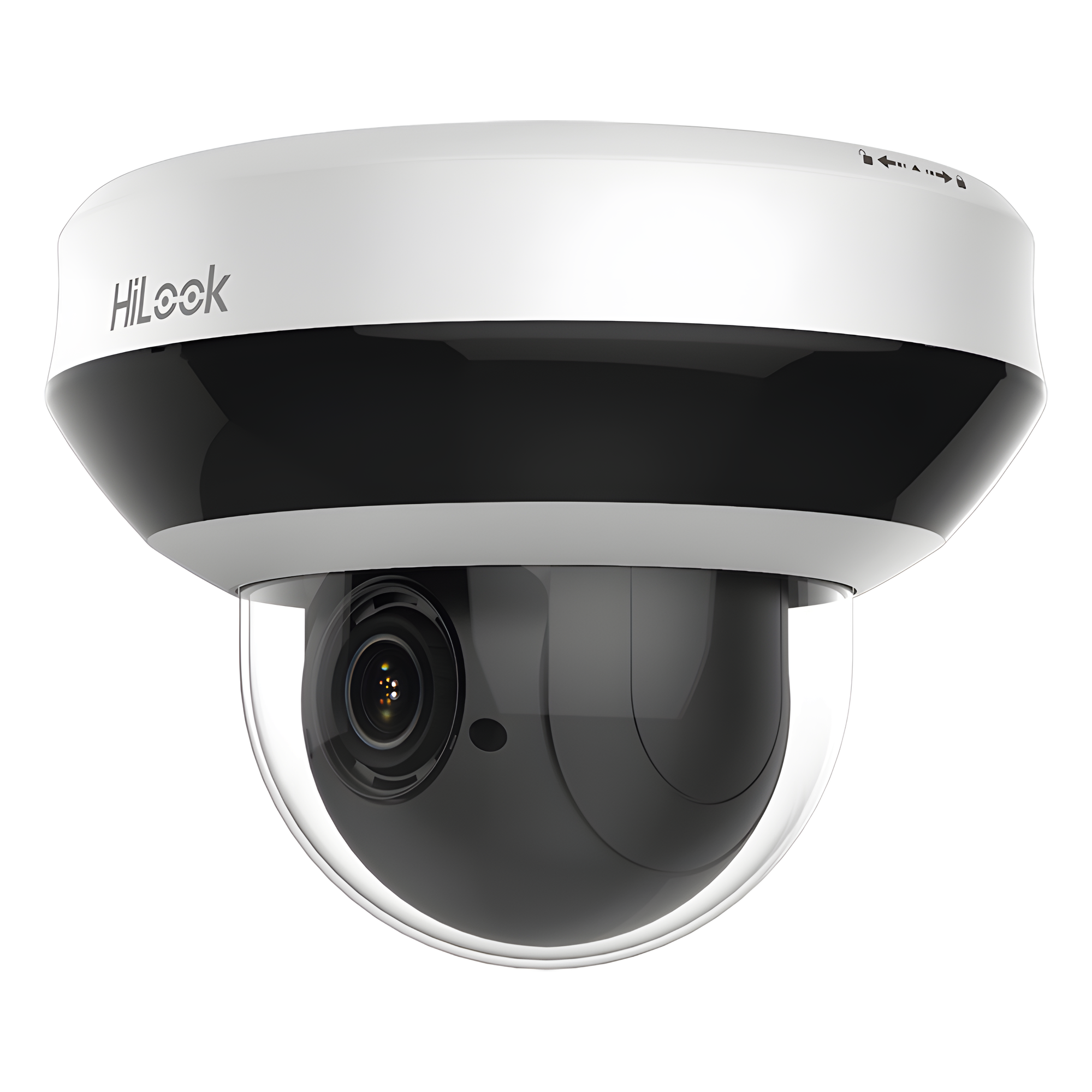 Mini Domo PTZ IP / 2 Megapixel / Zoom Óptico 4X / IR EXIR 20 m (65.6 ft) / WDR 120 dB / PoE / IP66 / IK10 — HiLook by HIKVISION · SKU PTZ-N2204I-DE3(F)