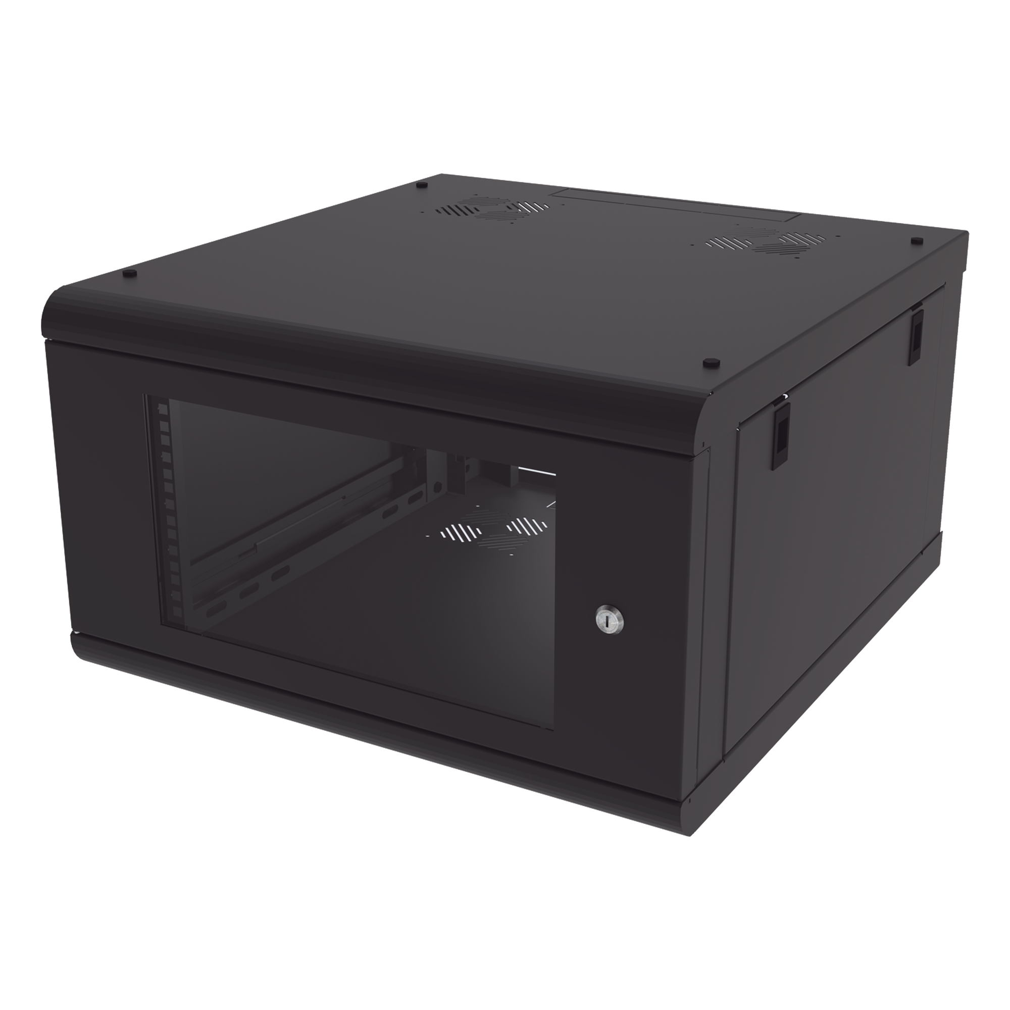 Gabinete de Pared / 6U / 19 in / 635 mm (2.08 ft) Profundidad / Cristal Templado / Acero Calibre 18 / 100 kg Carga — LINKEDPRO · SKU SR-1906-GN2G