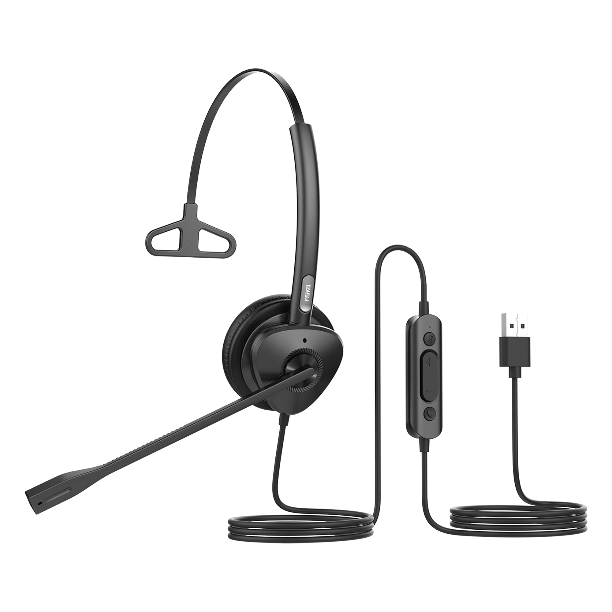 Diadema USB Monoaural / Cancelación de Ruido ENC / Audio HD / Micrófono Dual / Plug-and-Play — FANVIL · SKU HT301U