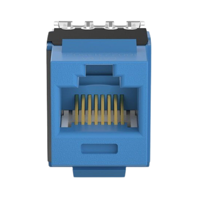 Conector Jack Estilo 110 (de Impacto), Tipo Keystone, Categoría 6A, de 8 Posiciones y 8 Cables, Color Azul