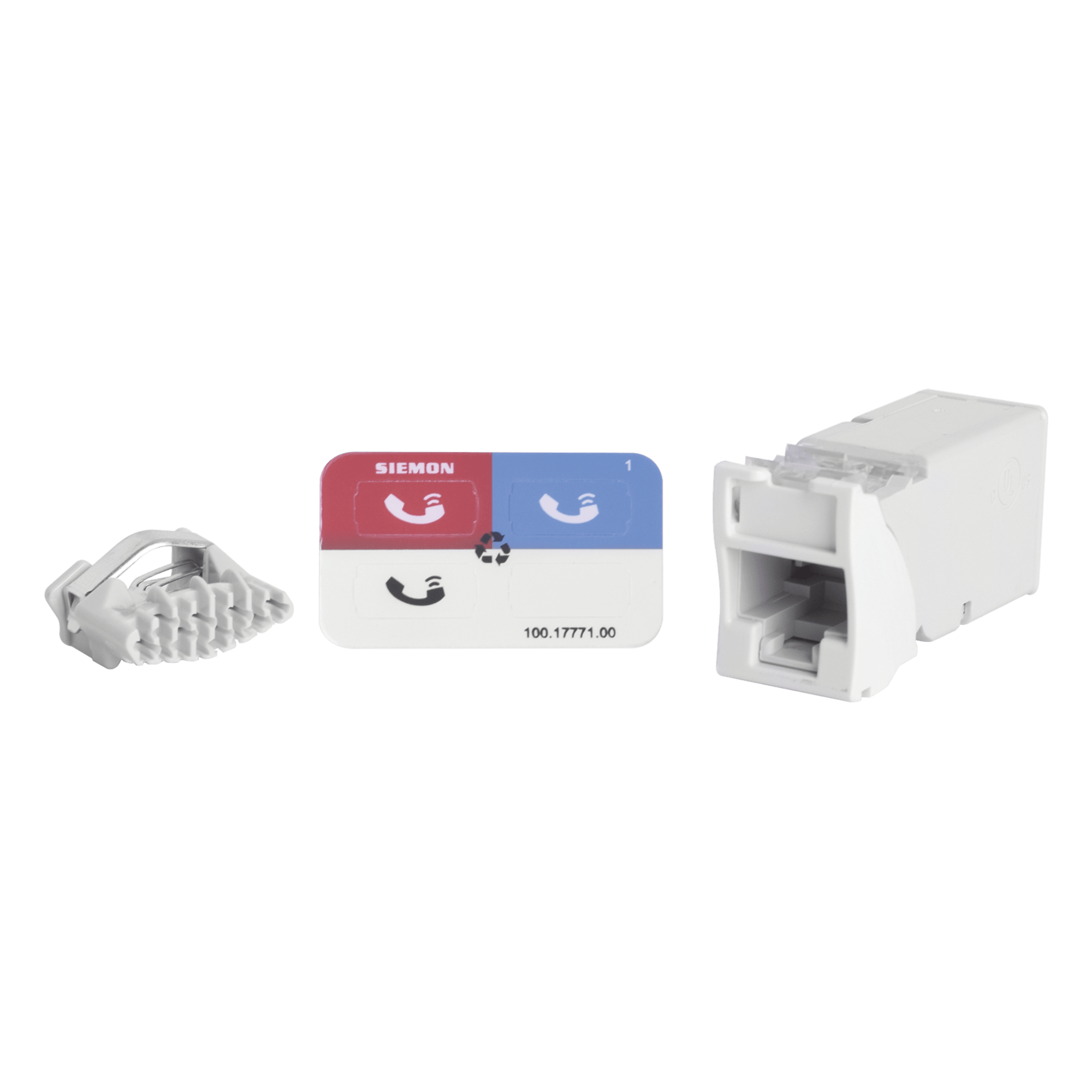 Jack UTP Categoría 6 / Montaje Híbrido Plano y Angulado / Terminación Z-Tool / Control de Ruido Interno / Color Blanco — SIEMON · SKU Z6-02