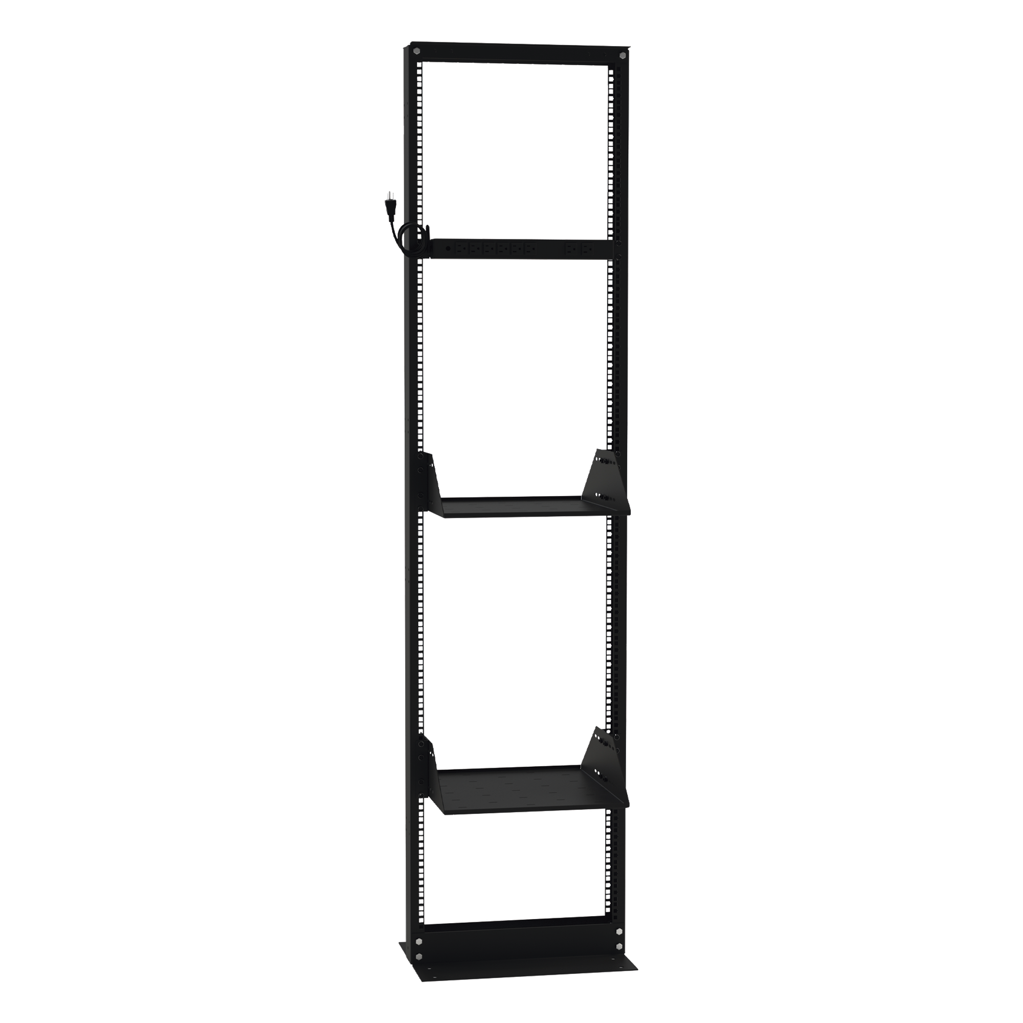 Rack 19" / 45 UR / 2 Charolas / PDU 8 Tomas / Doble Perforación / Estructura Reforzada