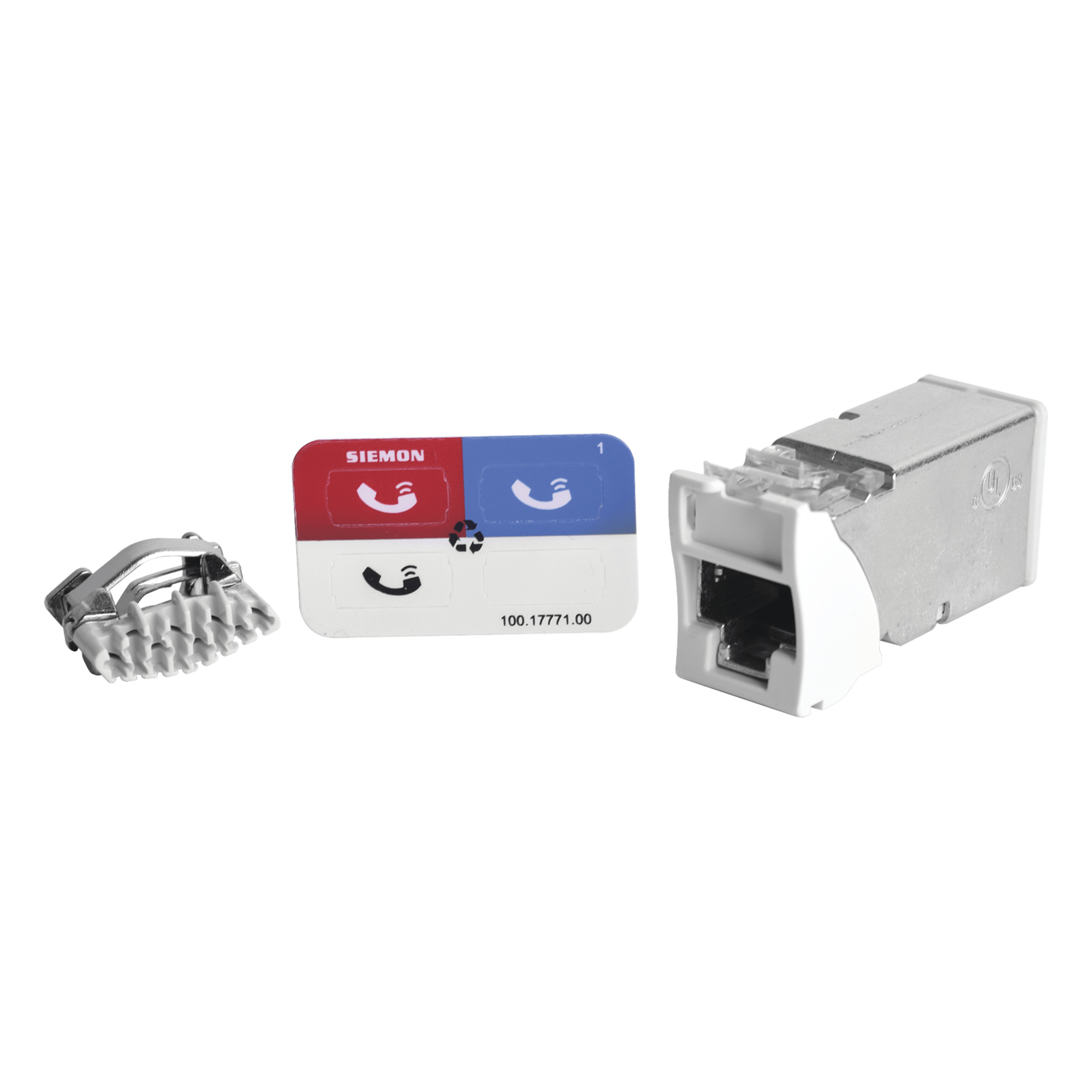 Jack Cat6A / Blindado / Montaje Híbrido Plano y Angulado / Color Blanco — SIEMON · SKU Z6A-S02