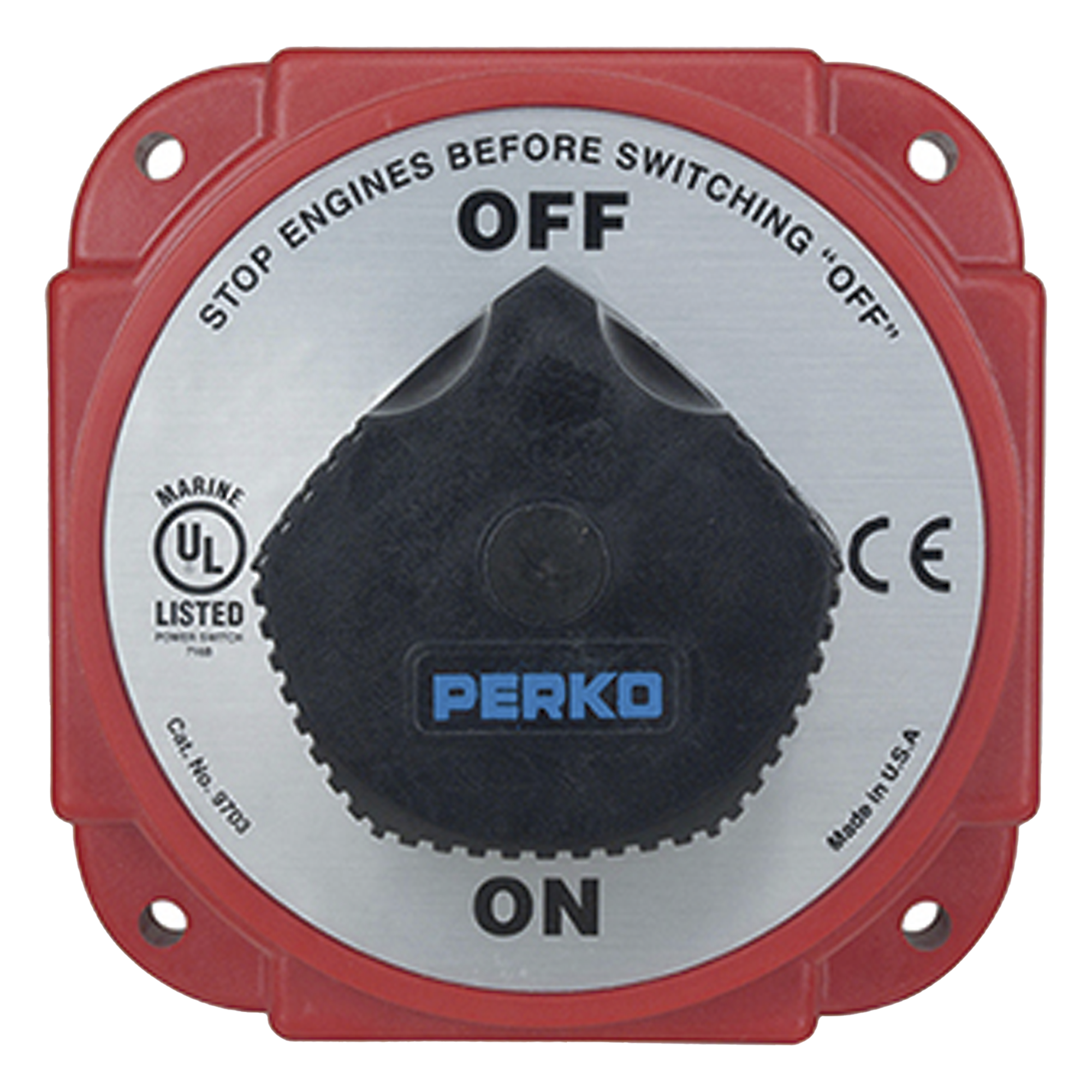 Interruptor de Desconexión de Batería / 480 A Continuos / 1200 A Intermitentes / 6-32 VDC / Terminales 1/2 Pulgada / Montaje Marino — PERKO · SKU 9703DP