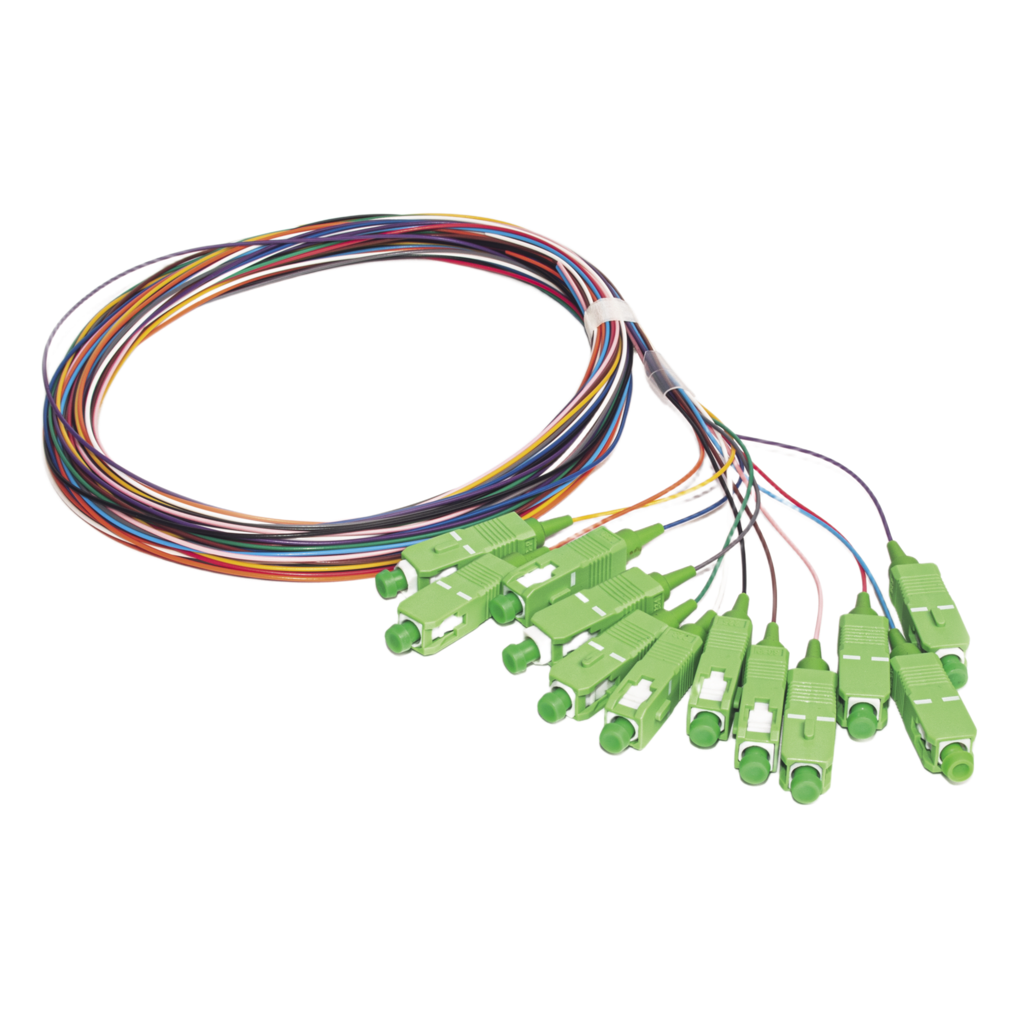 Kit de Pigtails / Monomodo G.657A2 / SC/APC / 2 m (6.56 ft) / 900 µm / 12 Piezas — LINKEDPRO BY EPCOM · SKU LP-FO-SM-PIG-12-SCA