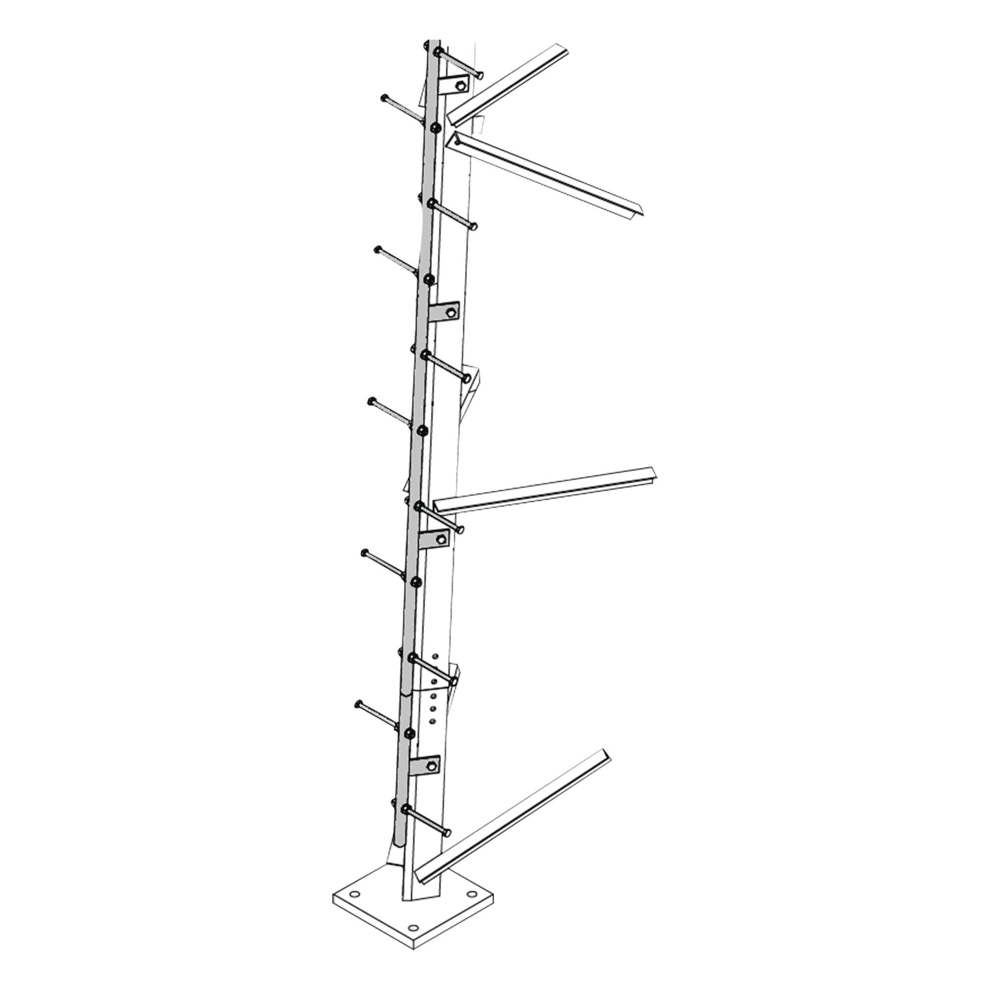 Escalera de Torre / 3 m (9.8 ft) / Peldanos Tipo Perno / Seccion Soldada / Secciones 13 a 21 — Trylon · SKU TRY-ST-STEPW