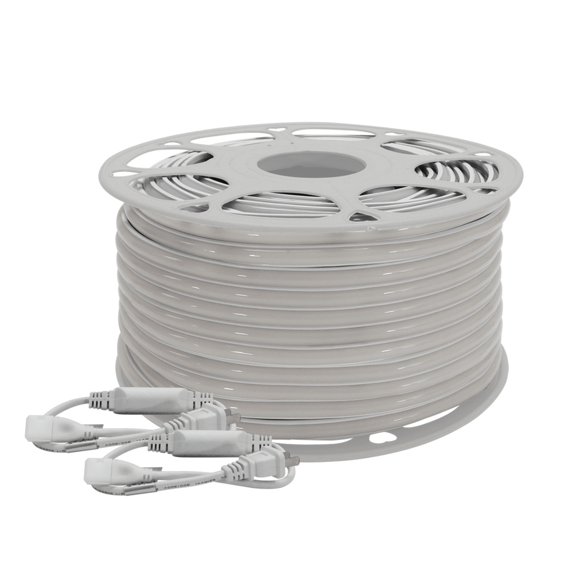 Manguera LED Luminosa Blanca de Resina Transparente y Flexible / Para uso Interior o Exterior / Carrete de 50 m/ 110V CA  4.2 A/ 500 W Potencia / T.C.C. 6500 K.