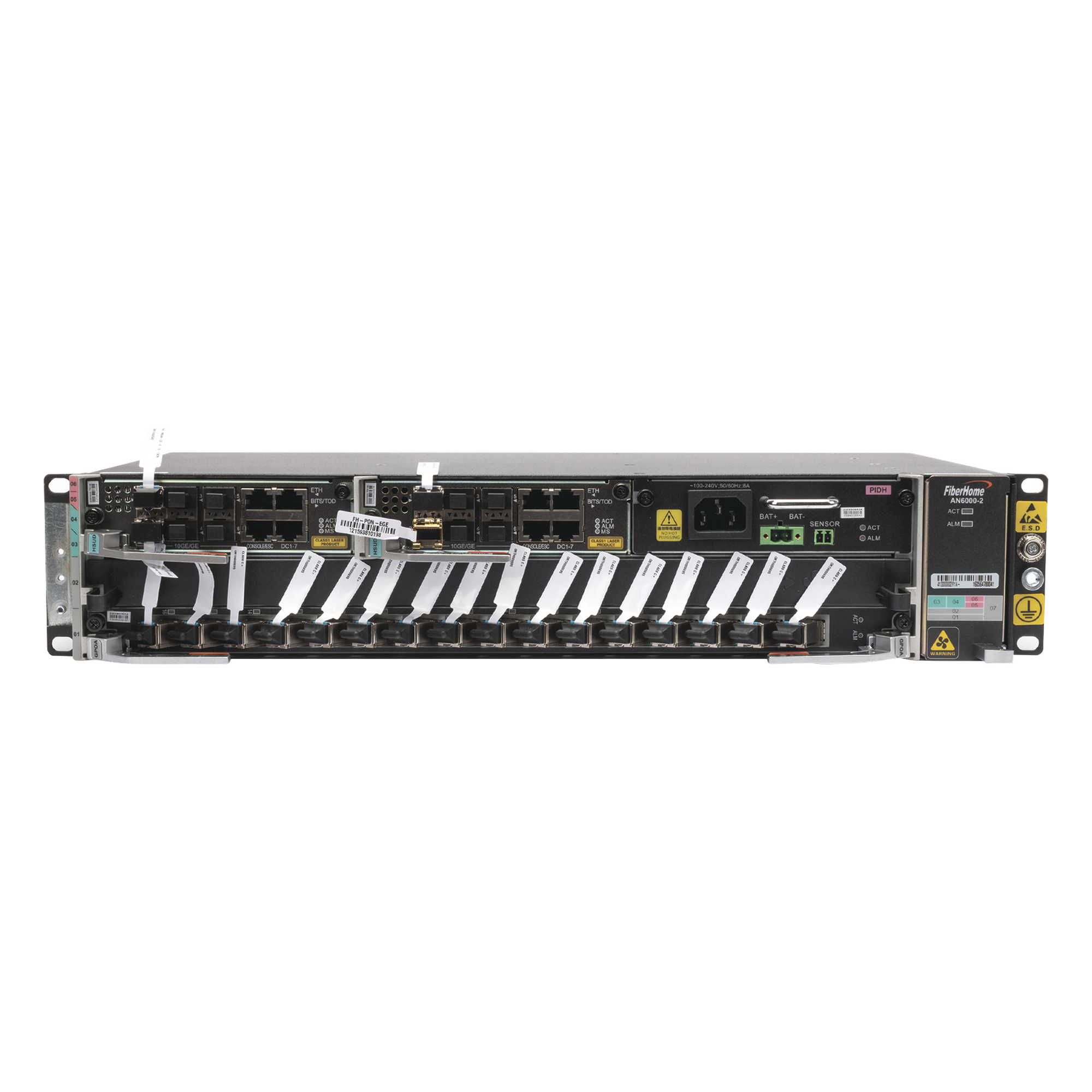 OLT GPON Carrier Class / 16 Puertos GPON / Backplane 800 Gbit/s / Uplink 1.04 Tbit/s / 2 UR / Fuente AC 90-290 VCA