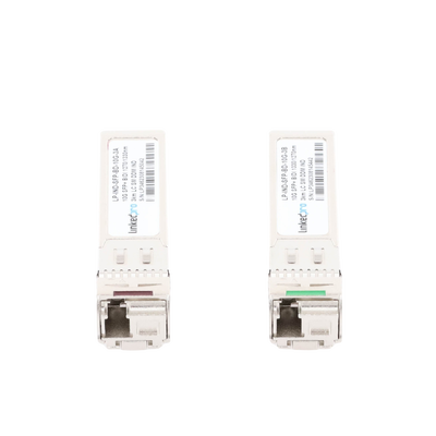 Transceptores Ópticos Industriales Bidireccionales SFP+ (Mini-Gbic) / Monomodo 1270 & 1330 nm / 10 Gbps / 10GBASE / Conector LC/UPC Simplex / DDM / Hasta 3 km / 2 Piezas