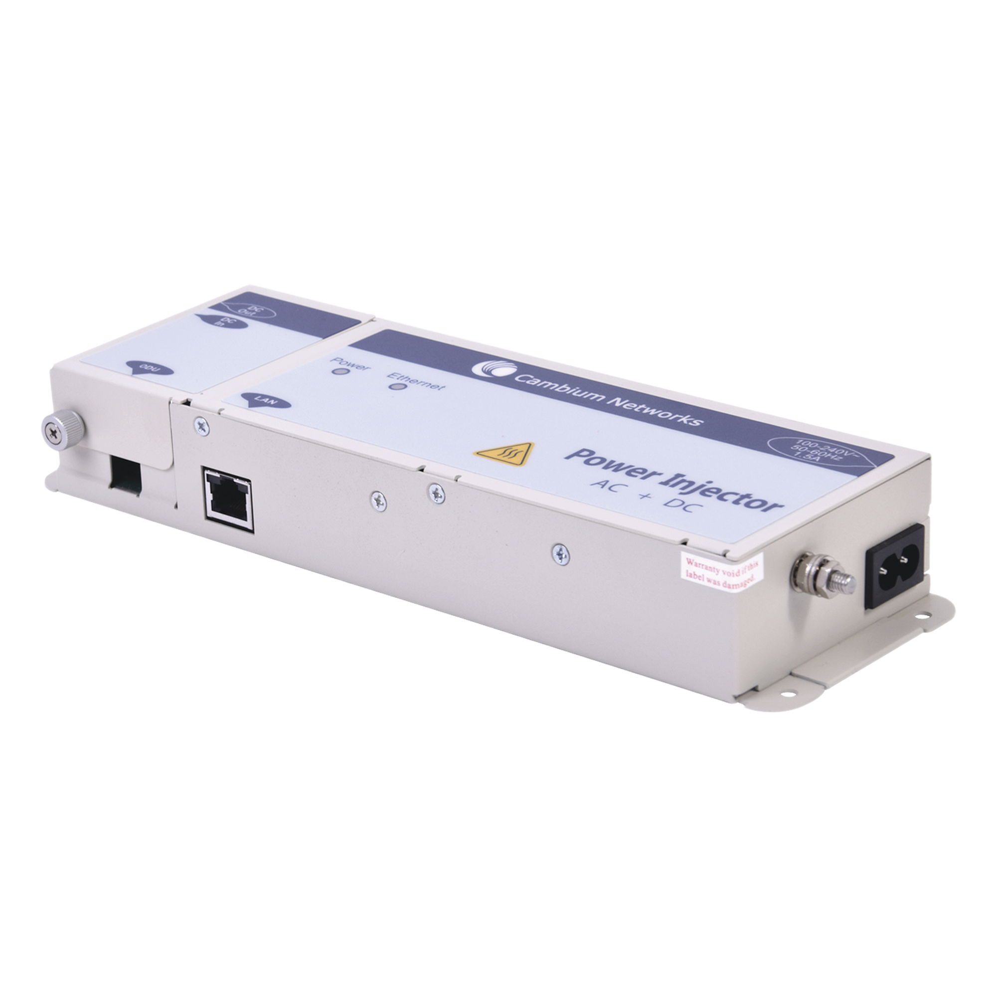 Fuente de Poder IDU / Entrada CA 90-264V / Salida 58V 1.7A / Operación -40°C a 60°C / 9.75x1.5x3 in — CAMBIUM NETWORKS · SKU CG52A