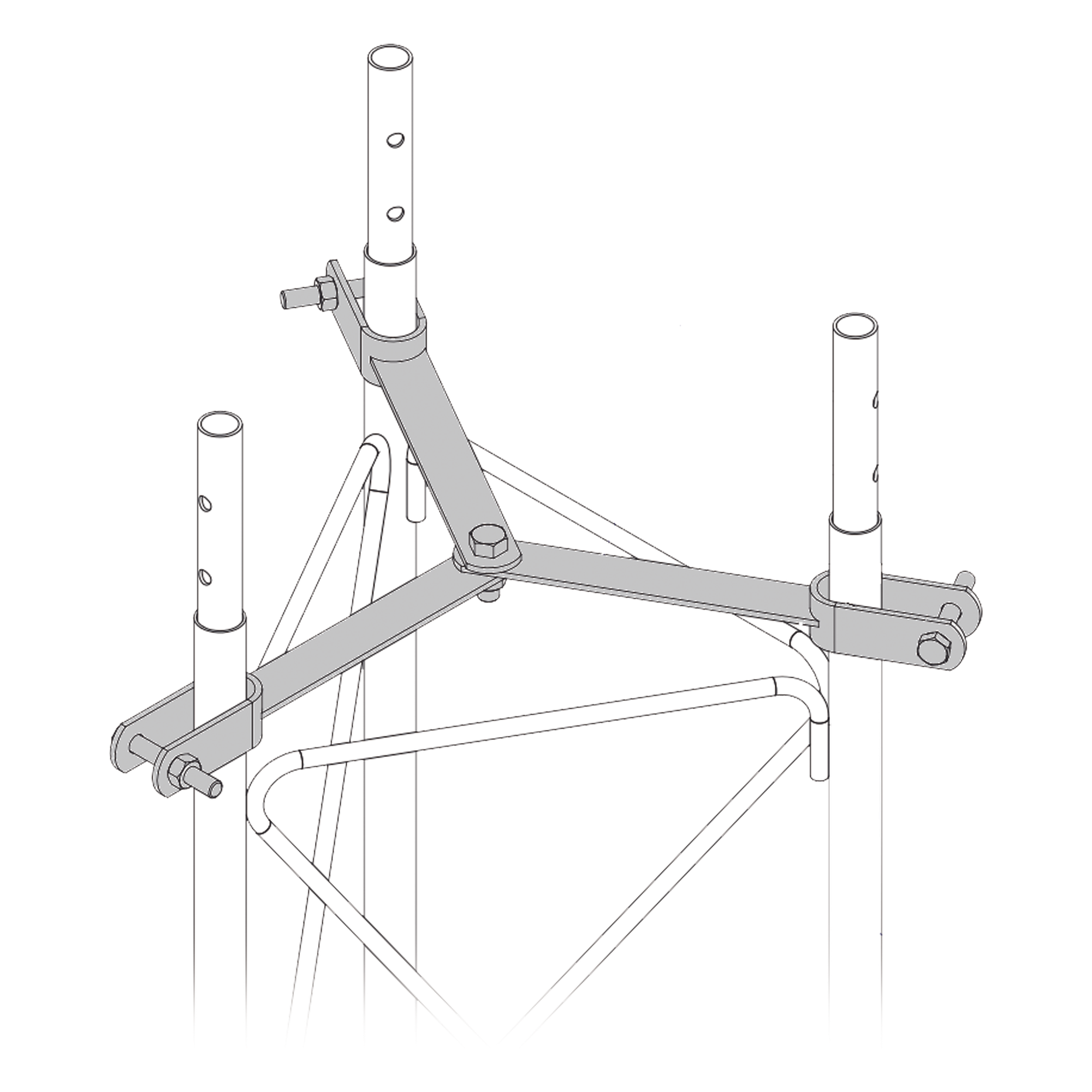 Brida de Sujeción para Retenida / Compatible Torre STZ45 / Acero Galvanizado Electrolítico / Tornillería Grado 5 — SYSCOM TOWERS · SKU SJB-45