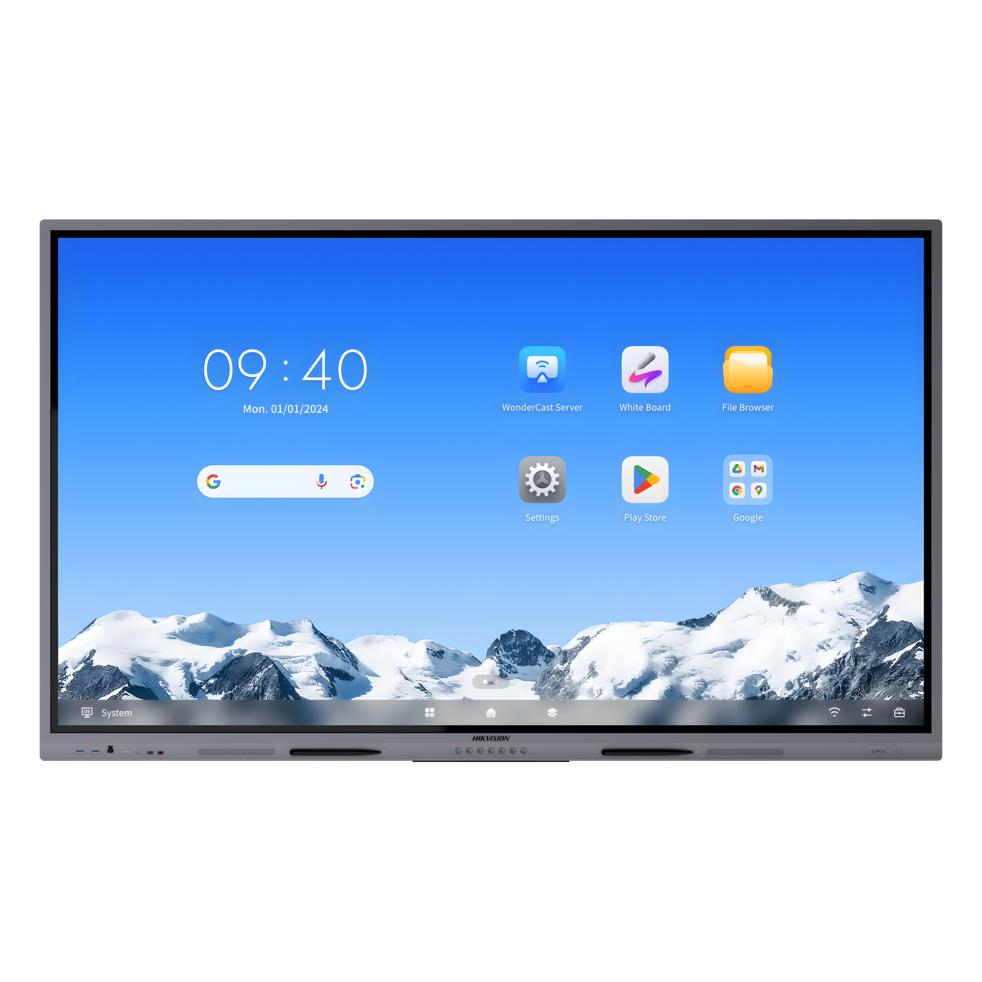 Pantalla Interactiva Touch / 65 Pulgadas / 4K UHD / Android EDLA / 50 Puntos Táctiles / 2 ms Respuesta / Bocinas 55 W / 128 GB Almacenamiento — HIKVISION · SKU DS-D5C65RB/A2L(EDLA)