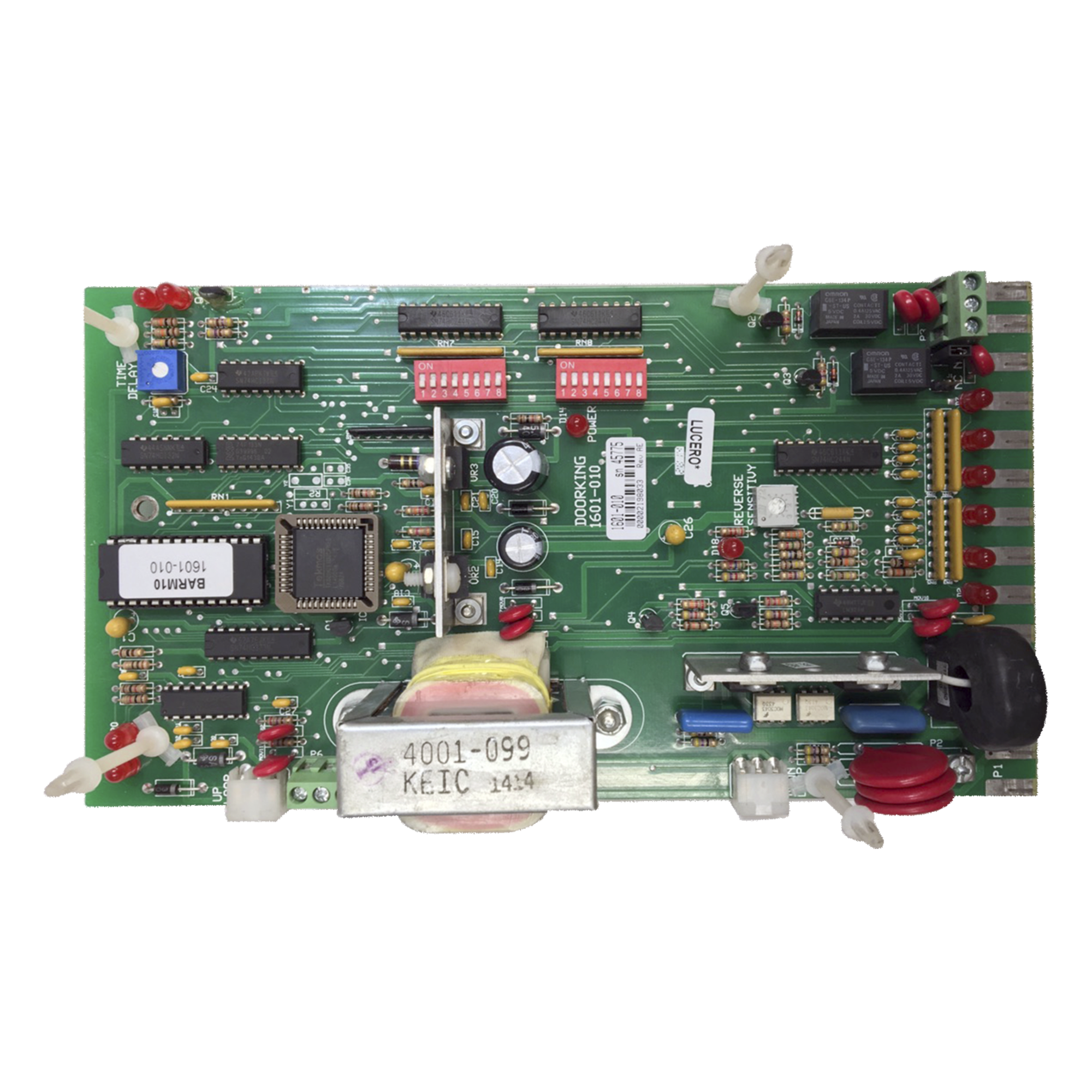Tablilla de Control para Barrera Vehicular / 115 VAC / Configuración DIP / Sensores de Contacto y No Contacto / Temporizador 1-59 s / Montaje en Concreto — DKS DOORKING · SKU 1601-010