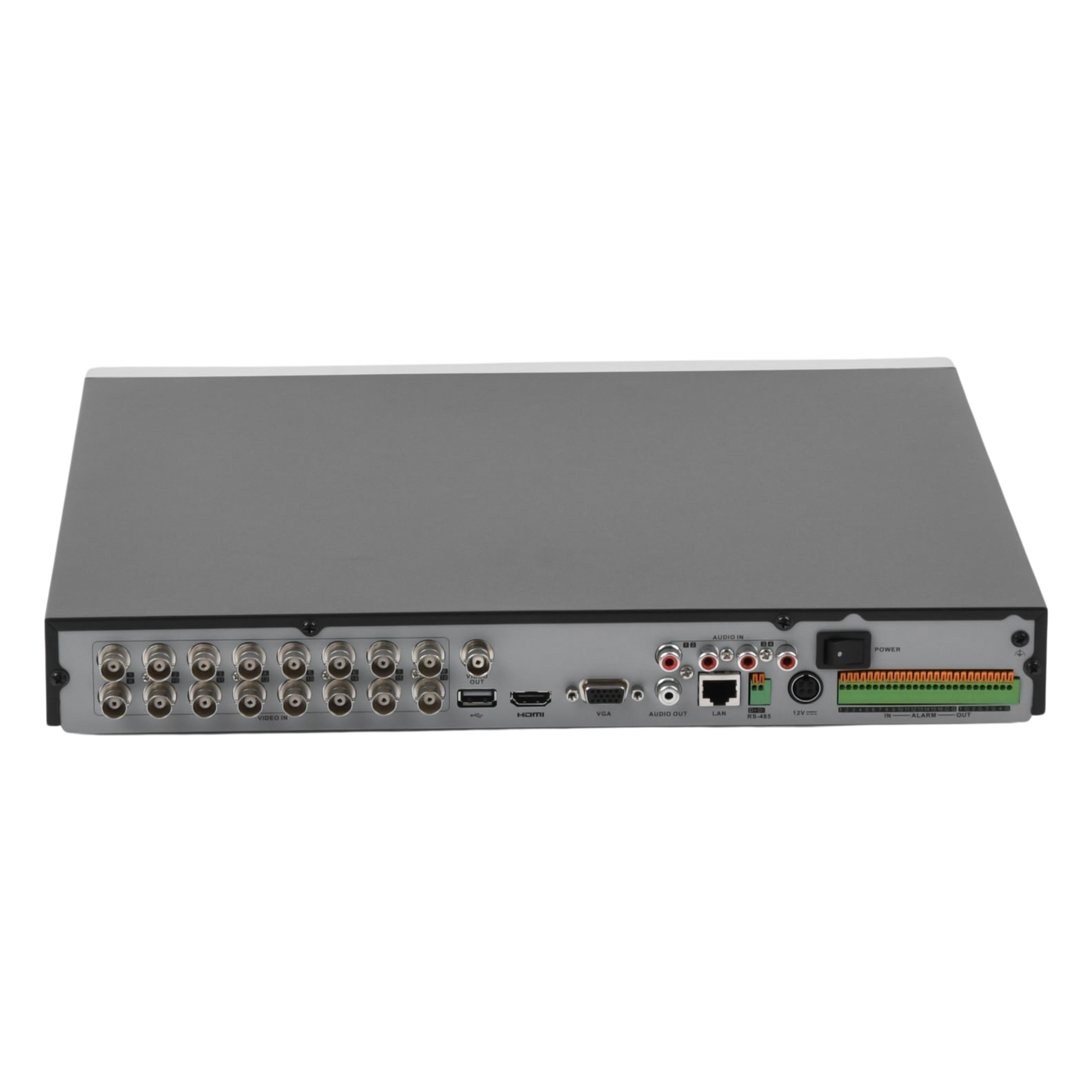 DVR  16 Canales 4K TURBOHD + 16 Canales IP / 8 Megapixel/ Audio por Coaxitron/ 2 Bahías de Disco Duro / 4 Canales de Audio / 16 Entradas de Alarma