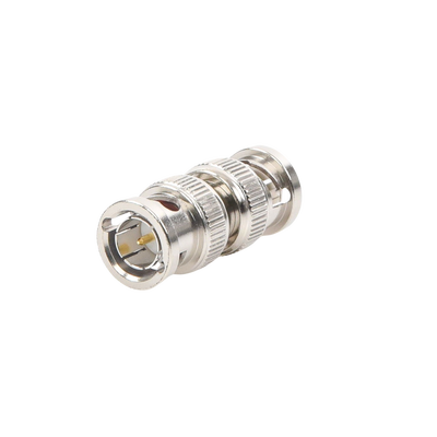 Adaptador tipo Barril para 75 Ohm, de Conector BNC Macho a BNC Macho, Niquel/ Oro/ Teflón.
