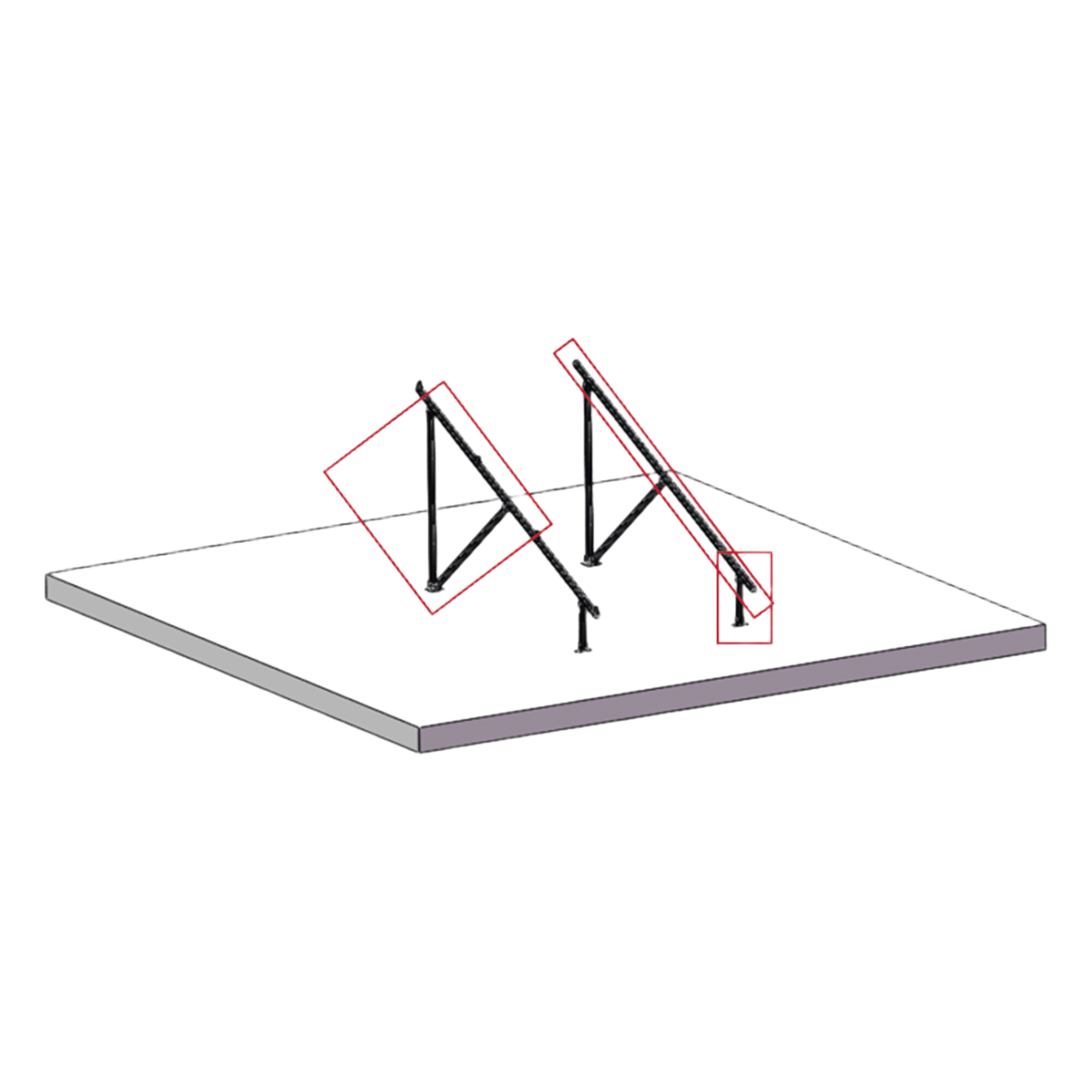 Kit de Patas para Montaje / Tubos 38x45 y 38x60 mm / Viga Principal 3560 mm (11.7 ft) / Acero Galvanizado / Diseño Modular — EPCOM POWERLINE · SKU LEGSGM012X2ST
