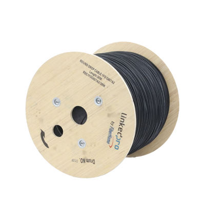 Carrete de 2 km de Fibra Óptica Aérea Tipo Drop Redonda (Figura 0) G.657A2, Monomodo, 1 Hilo, Forro de 3 mm