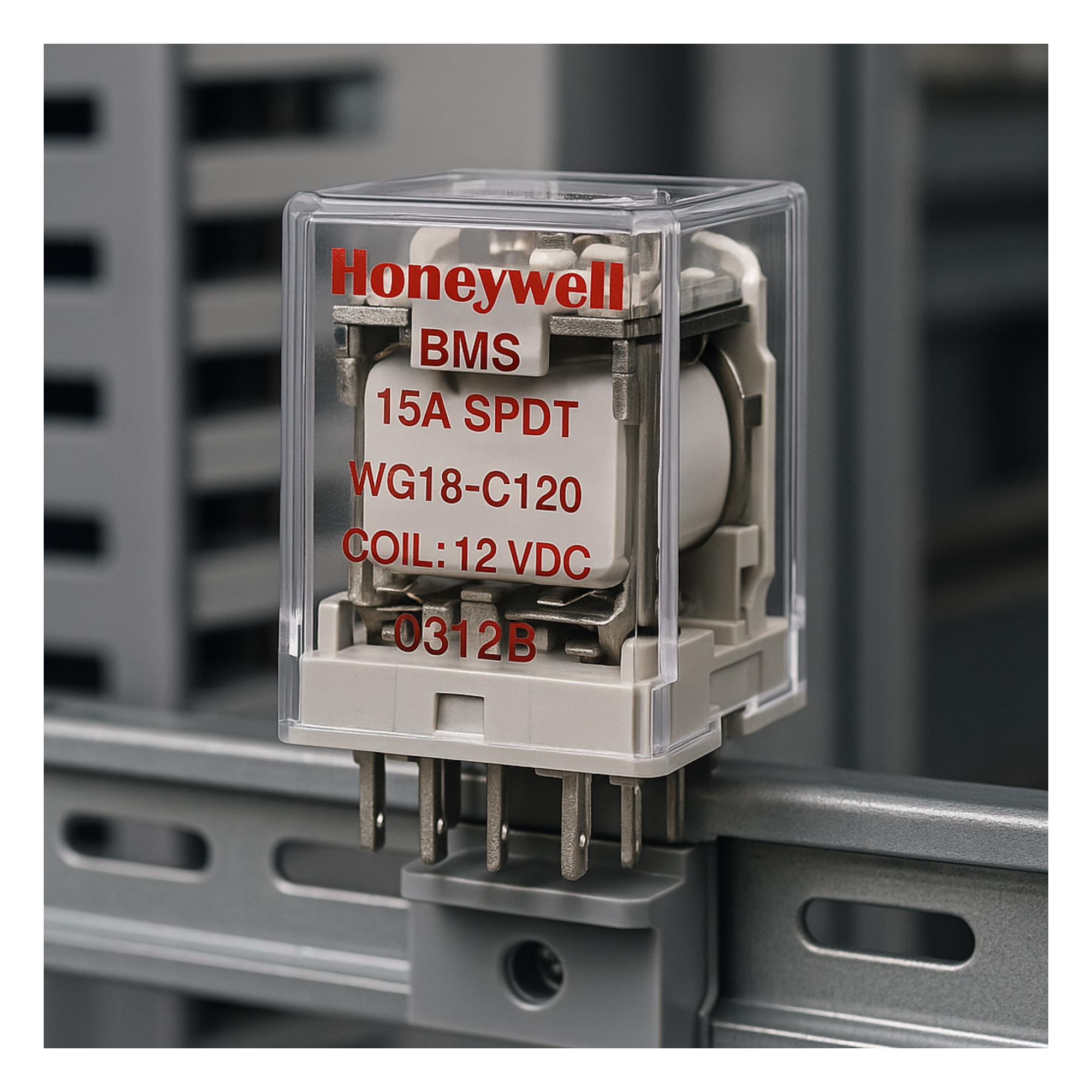 Relevador Electromecánico SPDT / 15 A / 120-277 VAC / 28 VDC / Bobina 24 V CA / Riel DIN 35 mm / -40 a 55 °C