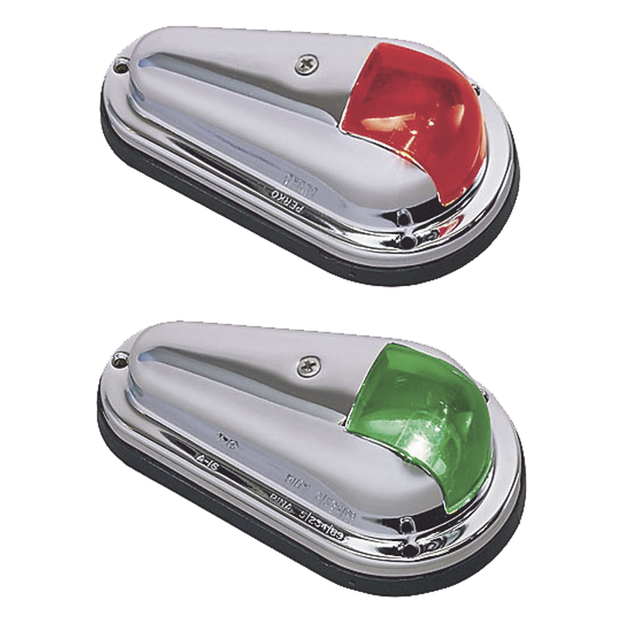 Luz de Navegación Bicolor, Acero Inoxidable Pulido, Base Polímero Negro, Lentes Rojo y Verde, 1 Milla Náutica, 12V, 10W, Contactos Bañados en Oro, Para Embarcaciones hasta 12m, Vendido en Pares