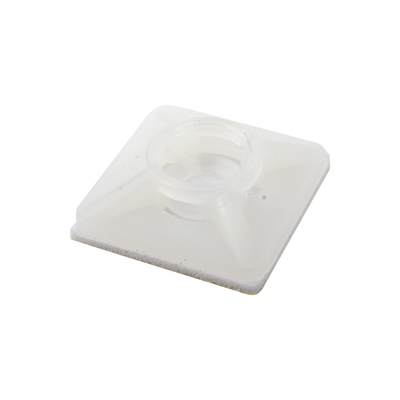  Base Autoadherible para Cinchos Práctica y Eficiente para la Organización y Fijación de Cables, Fabricada en Nylon Resistente y de Color Natural con una Medida de 19x19 mm, Paquete con 100 Piezas (4210-00001)