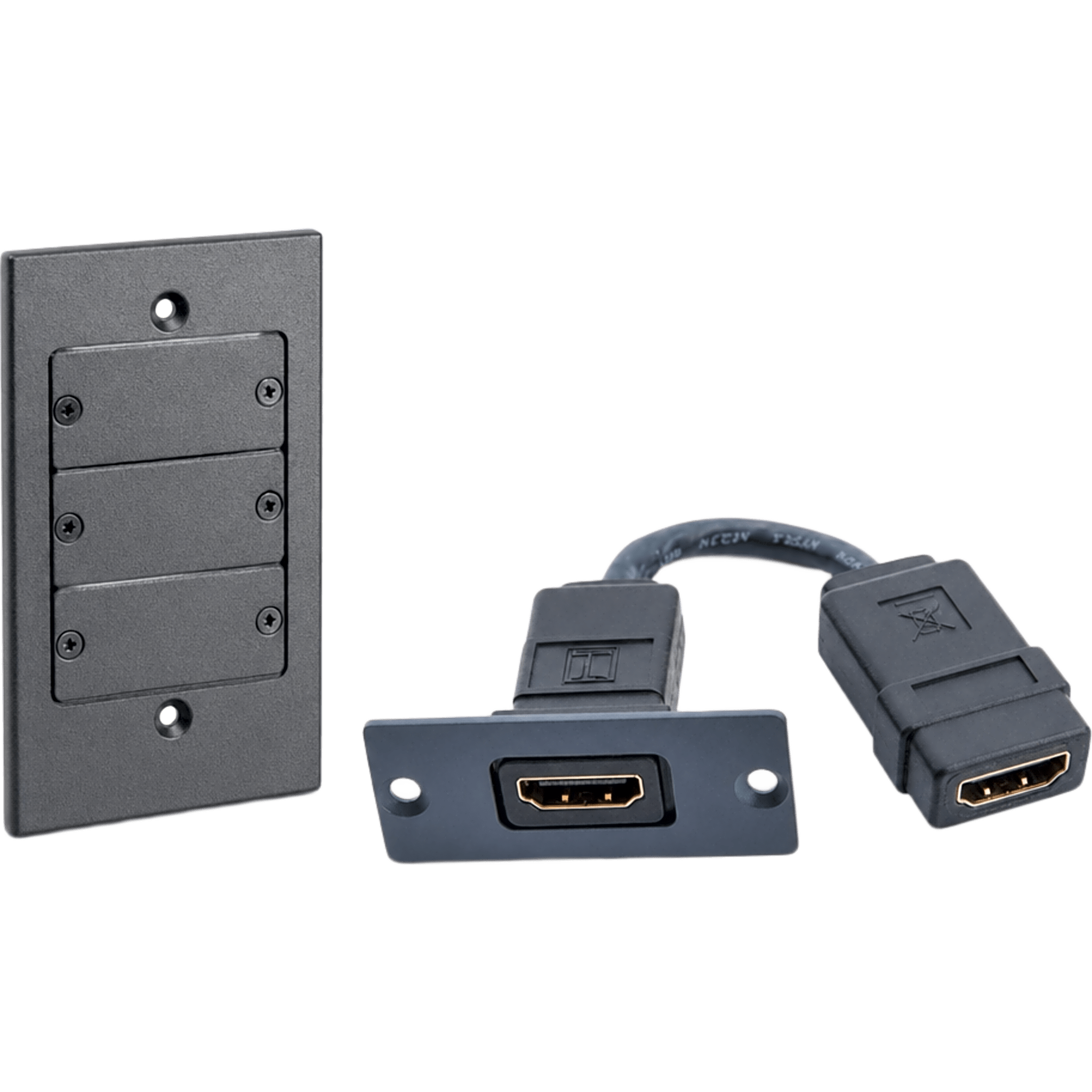 Kit Wall Plate HDMI | Frame 1 Gang METAL Versión USA | Inserción HDMI Espacio Simple | Incluye Inserciones en y Tornillos | Negro — KRAMER · SKU FRAME1G/WH(B)