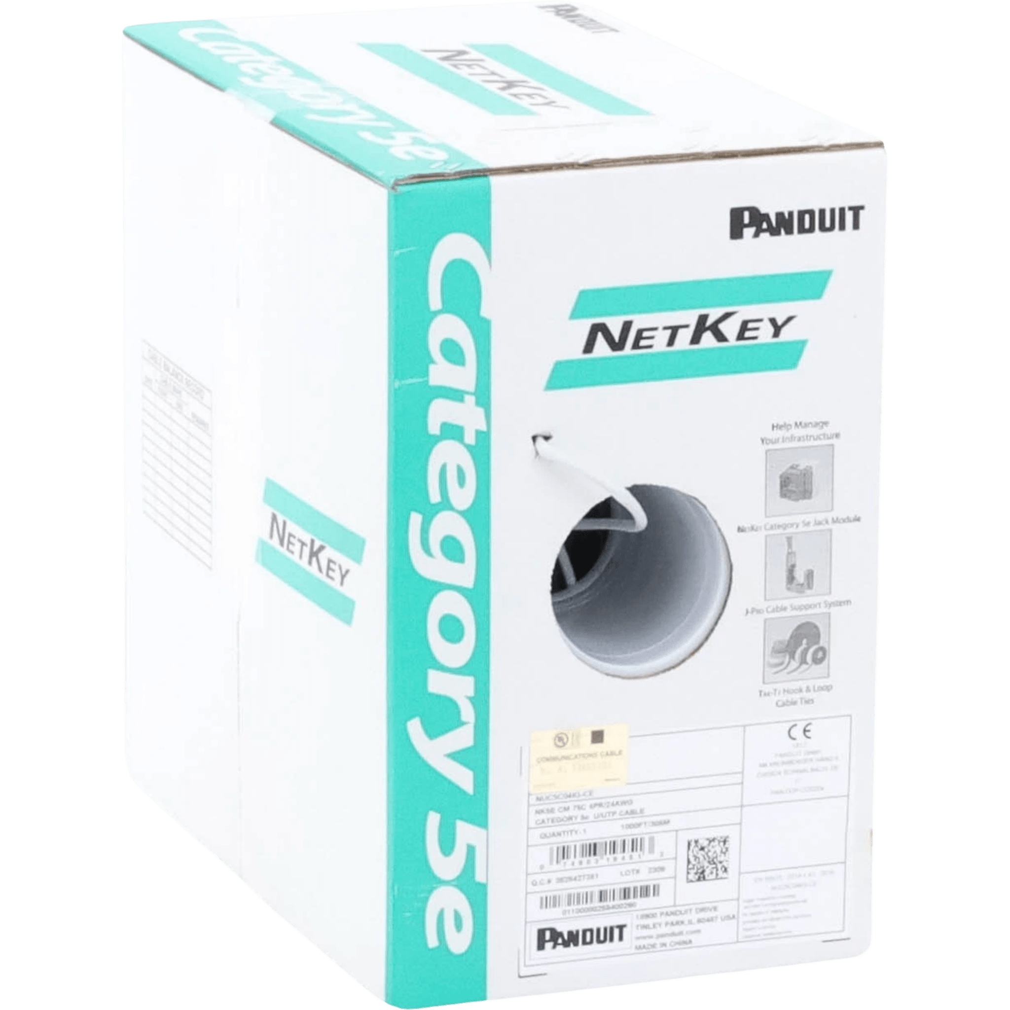 Cable UTP / Categoría 5e / 24 AWG / 305 m (1000 ft) / Cobre Sólido / PVC CM / 4 Pares / PoE — PANDUIT · SKU NUC5C04IG-ME