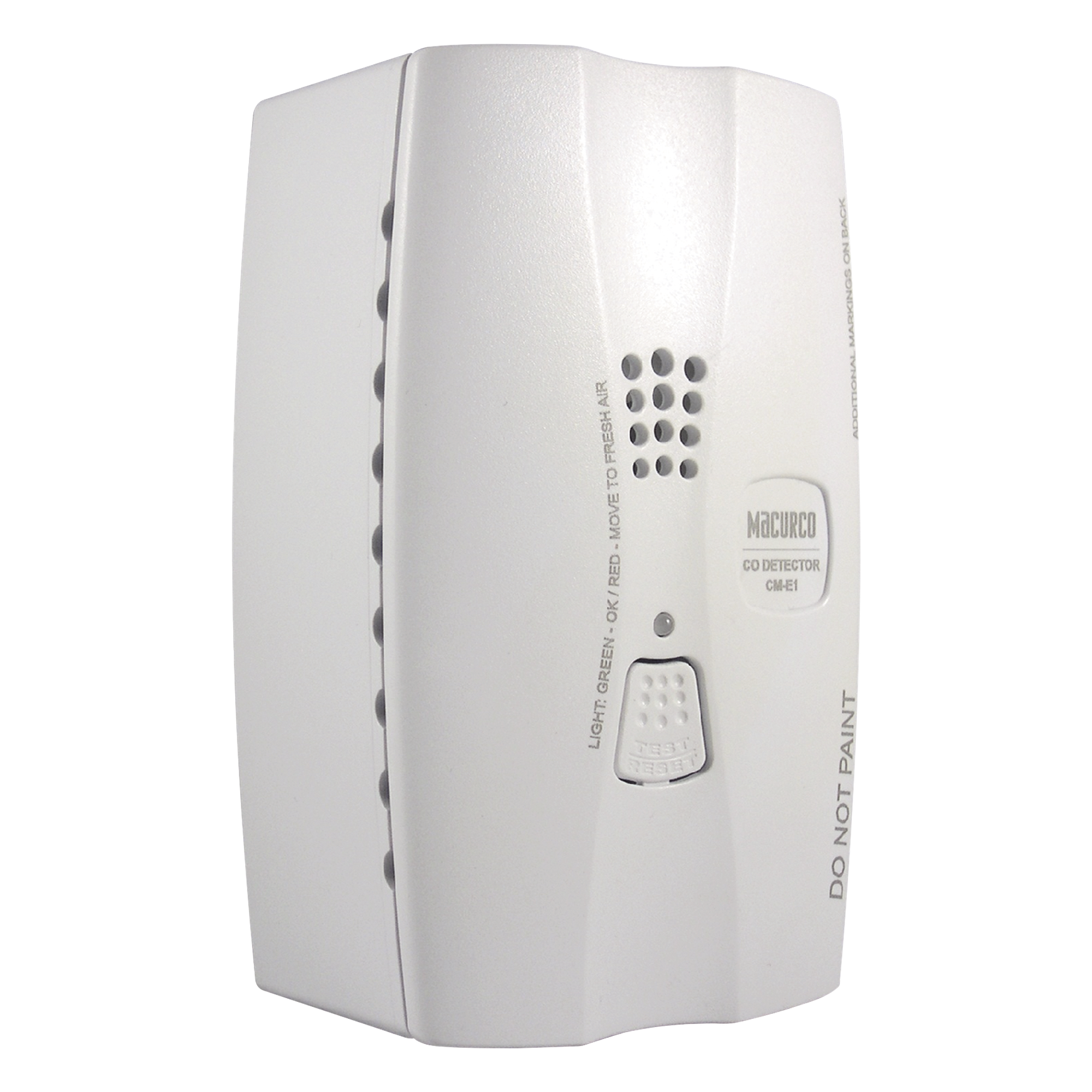 Detector de Monóxido de Carbono / Sensor 10 Años / Sirena 85 dB a 3 m (10 ft) / Doble Relevador SPST / 9-32 VDC — MACURCO - AERIONICS · SKU CM-E1