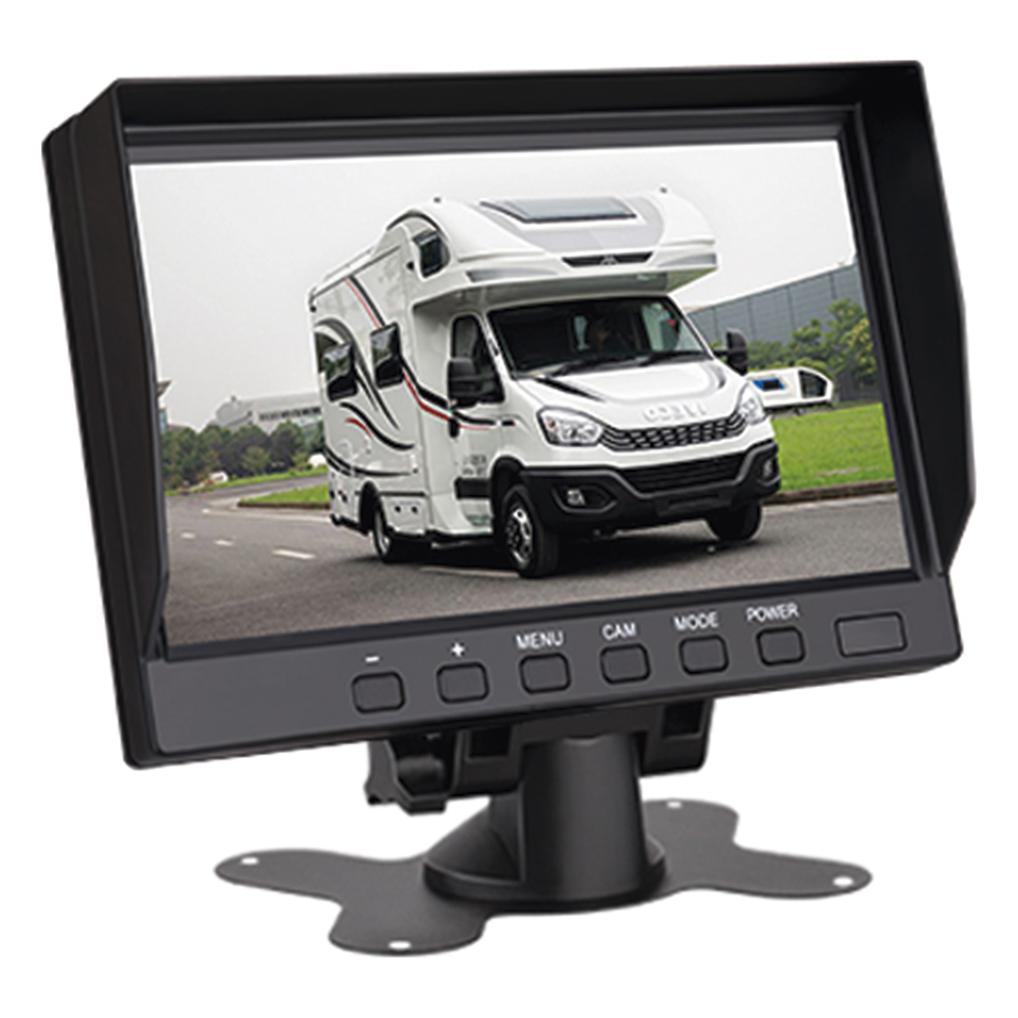Sistema de Cámara de Reversa Alámbrico / Monitor LCD 7 Pulgadas Full HD / Cámara IR CMOS 18 LEDs / Ángulo de Visión 120° / IP69K / 12/24 VCC / Cable 20 m (65.6 ft)
