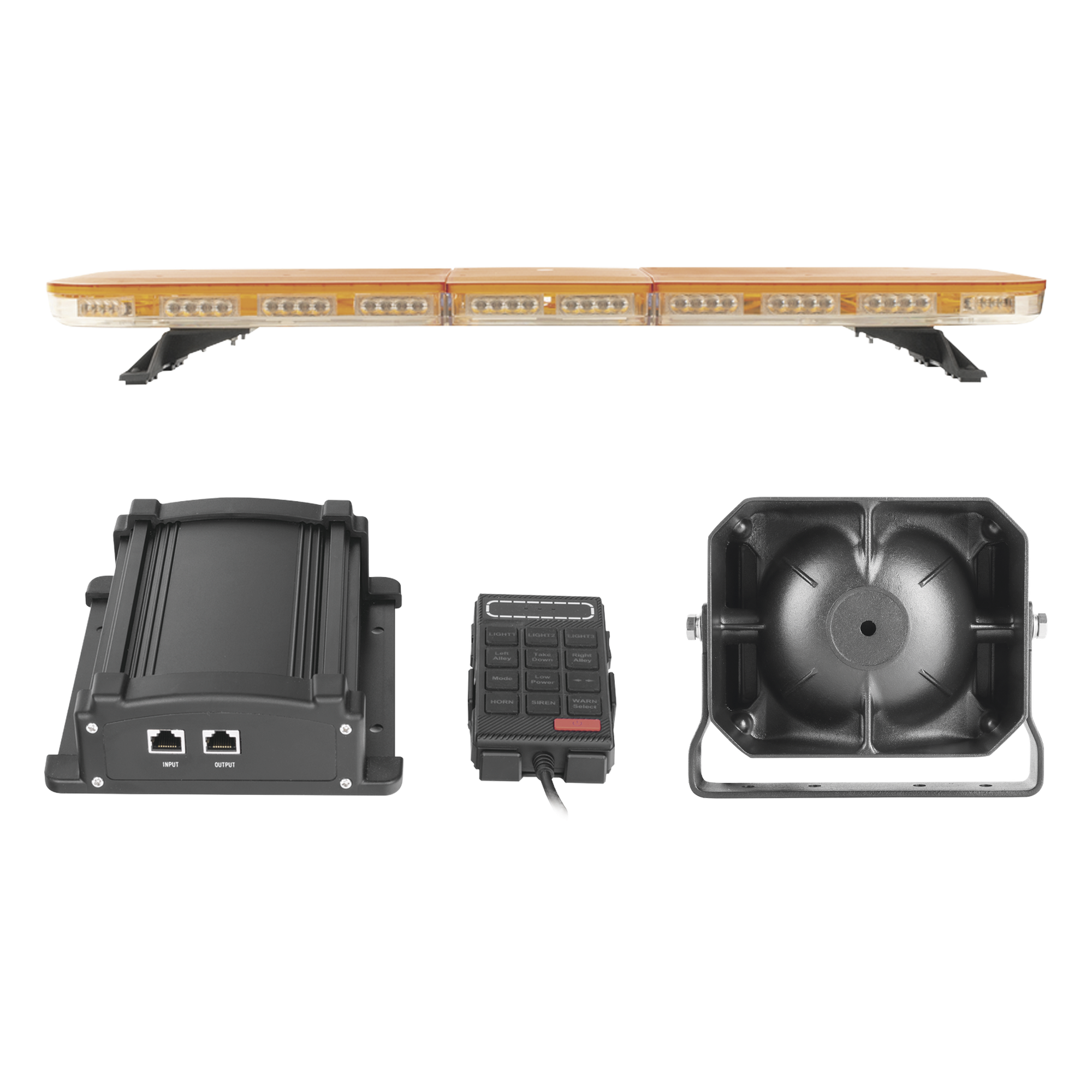 Kit de Señalización Industrial / Barra LED 118 cm (46.5 in) / 88 LED Hyperlux / Sirena 100 W / 45 Patrones Programables / Ámbar — EPCOM INDUSTRIAL SIGNALING · SKU X67AV2KIT2