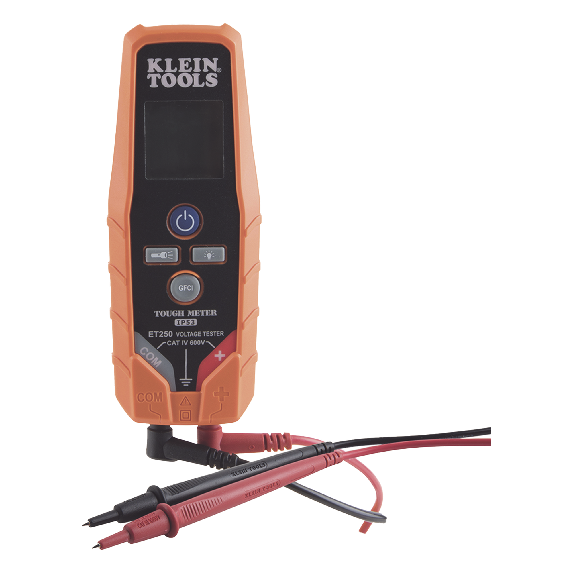 Probador de Continuidad/Voltaje / CAT IV 600 V / IP53 / Caída 3 m (9,8 ft) / LCD Retroiluminada — KLEIN TOOLS · SKU ET250