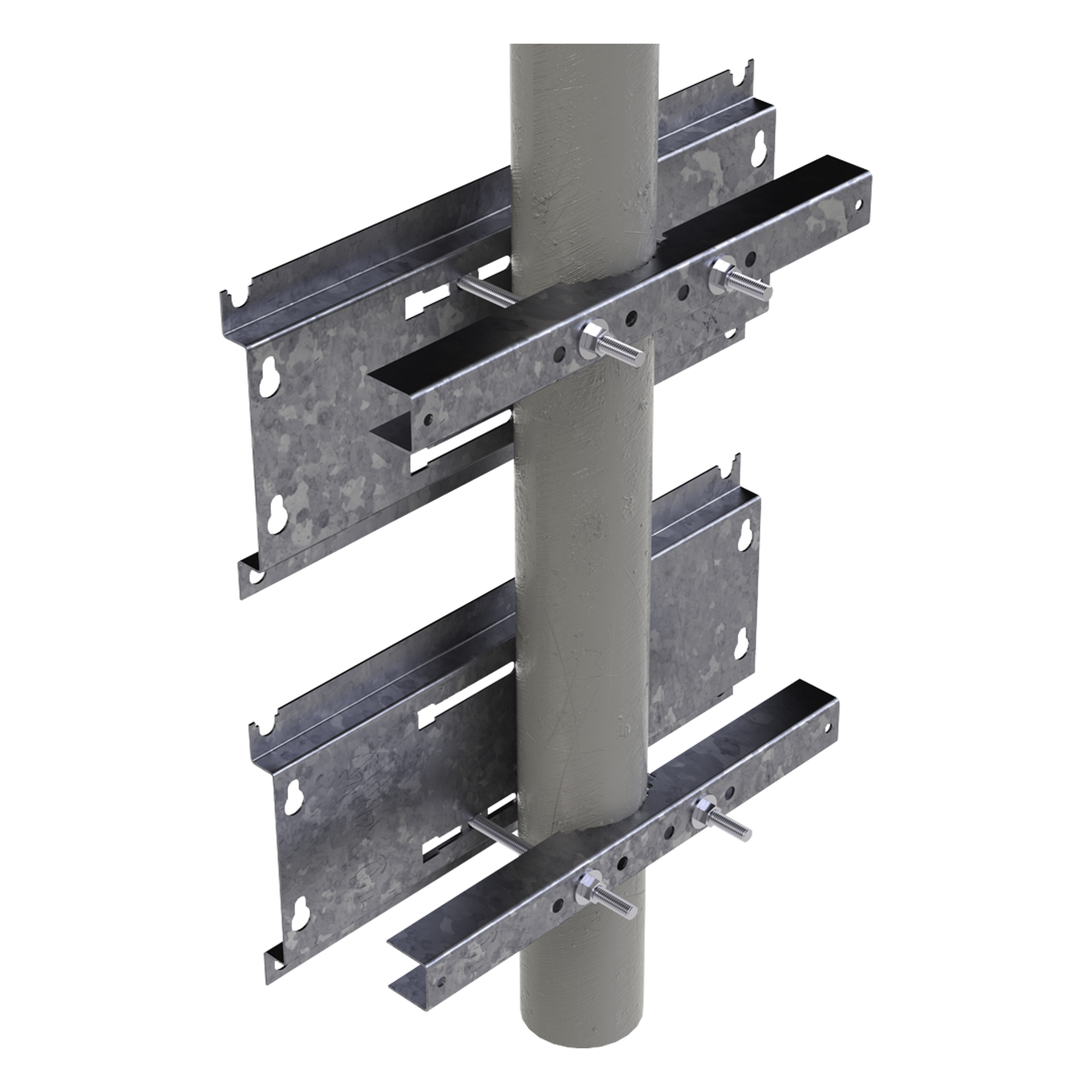 Herraje de Fijación para Gabinete / Compatible 16U y 24U / Acero Galvanizado / Pared, Poste o Torre