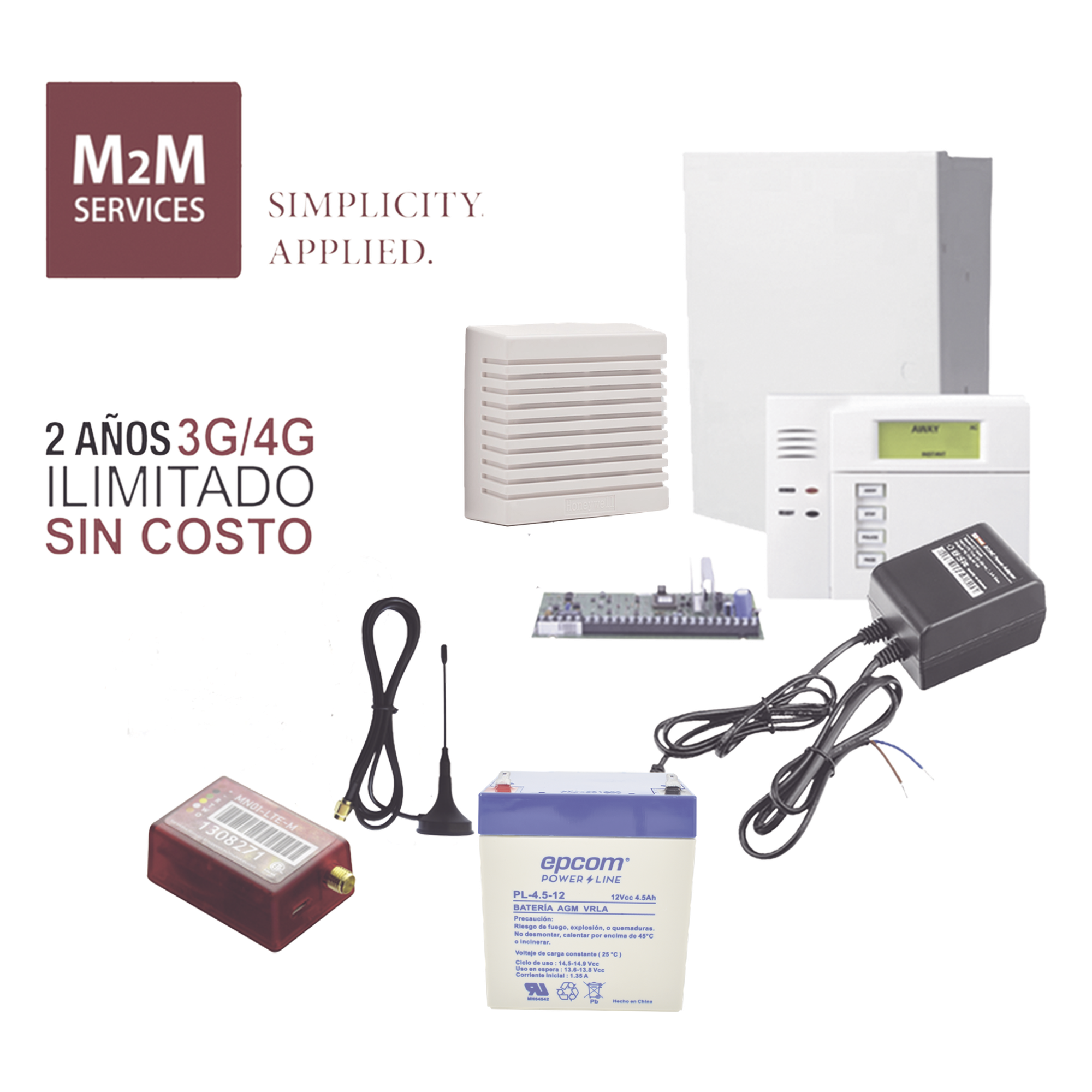 Kit de Alarma Híbrida / Panel 48 Zonas / Comunicador 4G LTE-M/5G / Sirena 15 W / 2 Años de Datos Incluidos — HONEYWELL HOME RESIDEO · SKU KITVISTAMINI