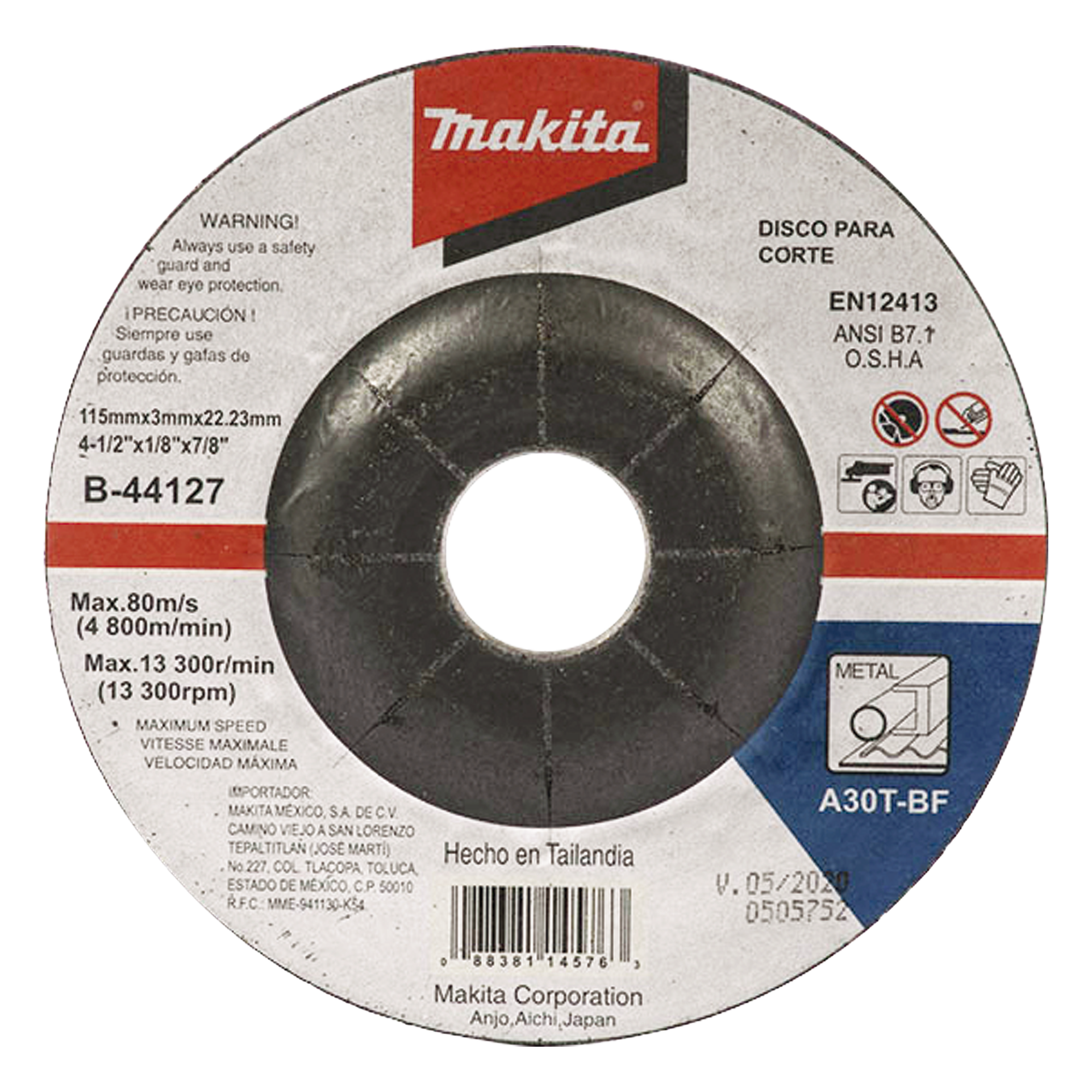 Disco de corte para metal de 4 1/2"