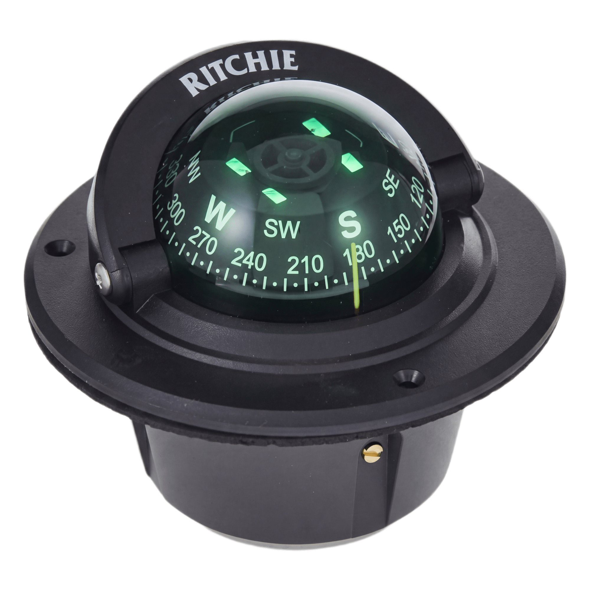 Brújula Marítima Empotrada / Dial 70 mm / Iluminación Nocturna Verde / Montaje Flush / Movimiento Zafiro / 100% Reparable — RITCHIE · SKU F-50