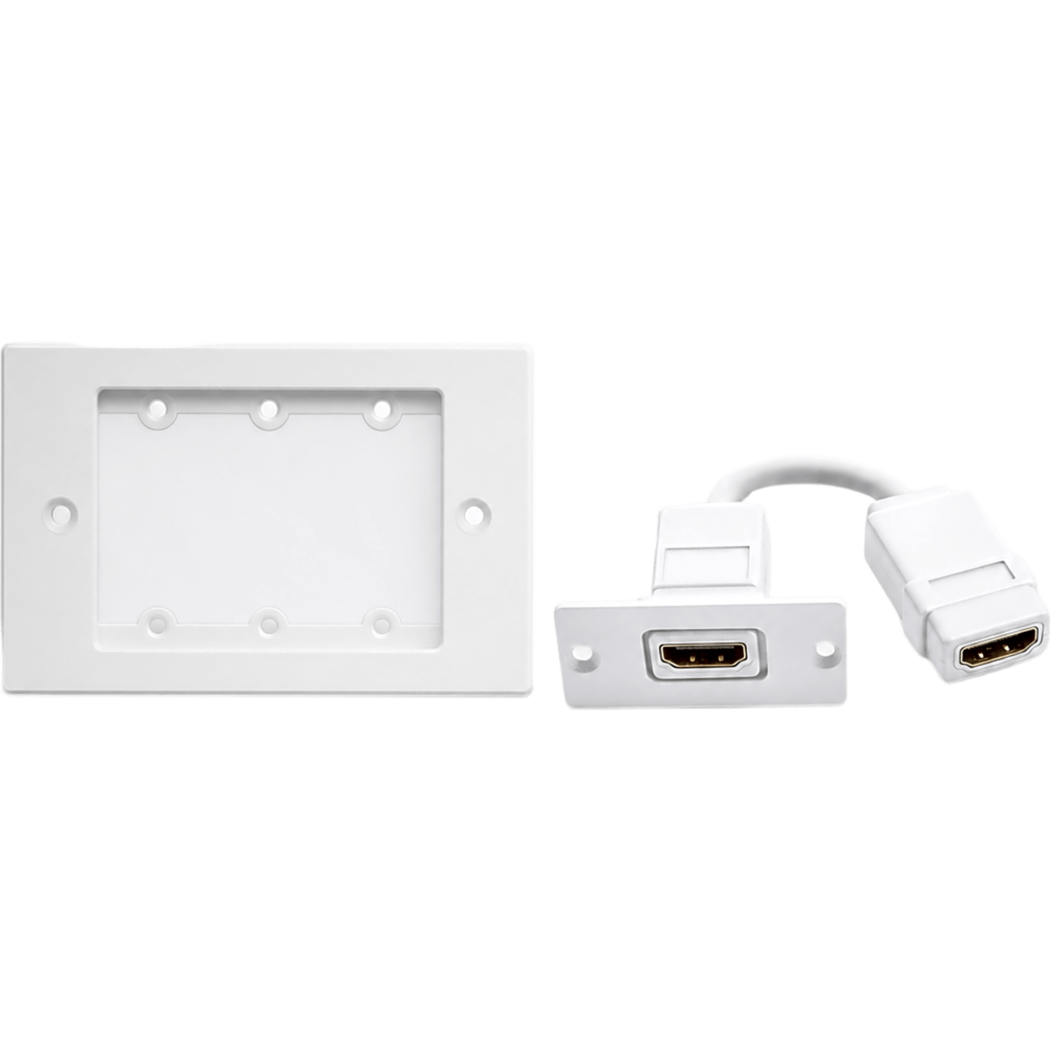 Kit Wall Plate HDMI | Frame 1 Gang METAL Versión USA | Inserción HDMI Espacio Simple | Incluye Inserciones en y Tornillos | Blanco — KRAMER · SKU FRAME1G/WH(W)