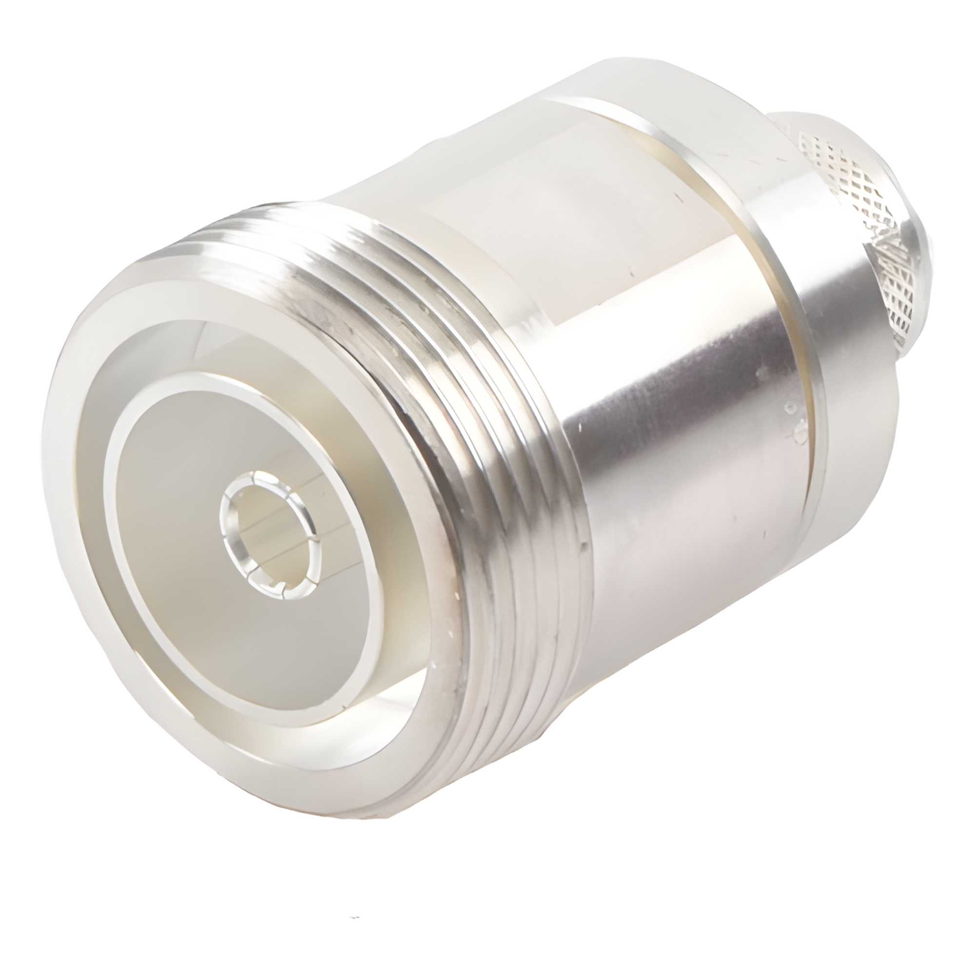 Conector DIN 7-16 Hembra / Anillo Plegable / LP600, LMR-600, 7977A / Bronce Plateado / Teflón — RF INDUSTRIES,LTD · SKU RFD-1631-2L2