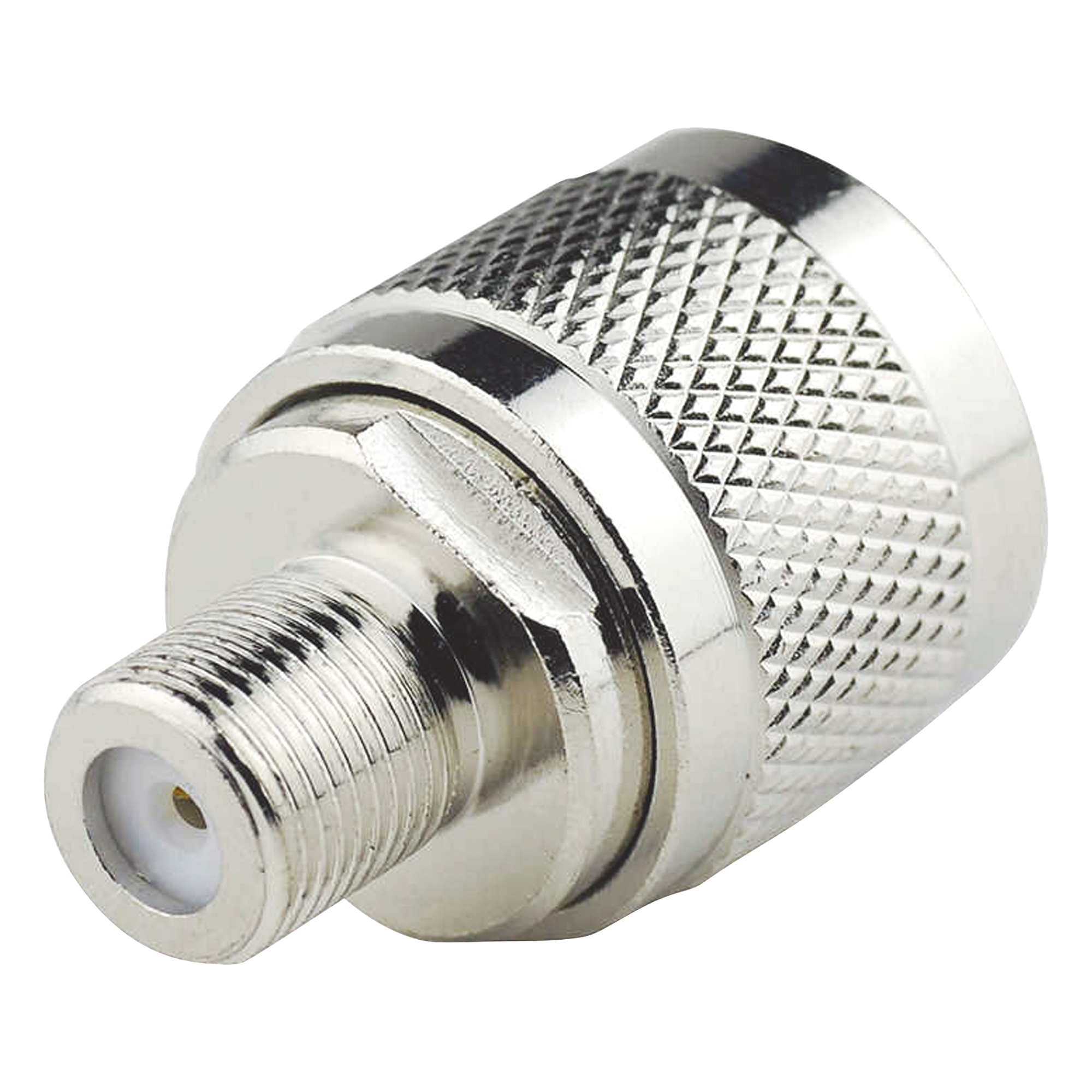Adaptador Coaxial RF / N Macho a F Hembra / Montaje en Línea / Bronce Niquelado / Contacto Oro / Teflón / -20℃ a 80℃ — EPCOM TITANIUM · SKU TT-CON-540
