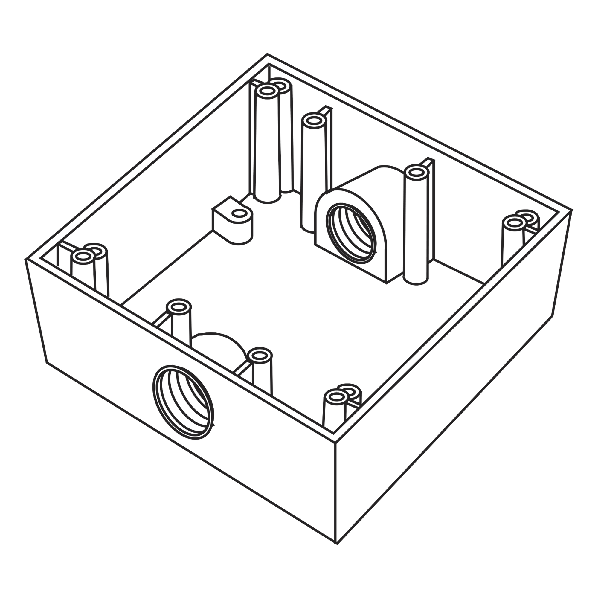 Caja Cuadra a Prueba de Intemperie / 3/4" (19 mm) / 2 Salidas NPT / Volumen 492 cm³ / IK09 / Aluminio Diecast — RAWELT · SKU RC-04-83
