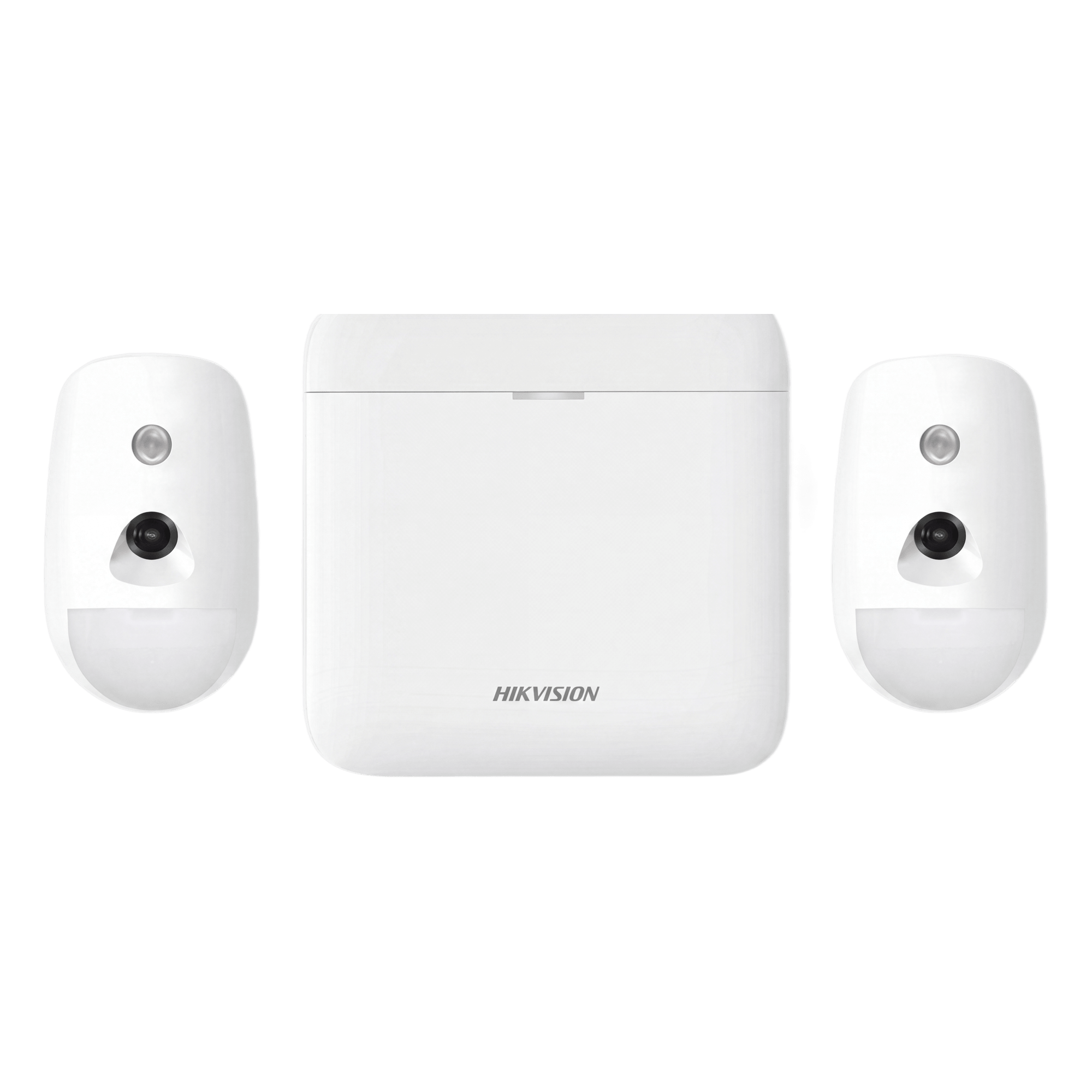 Kit de Alarma Inalámbrica / 48 Zonas / 2 PIRCAM con Videoverificación / Batería de Respaldo 12 h / Inmunidad a Mascotas 30 kg / Comunicación 433 MHz — HIKVISION · SKU AX-PRO-KIT-PIR-CAM