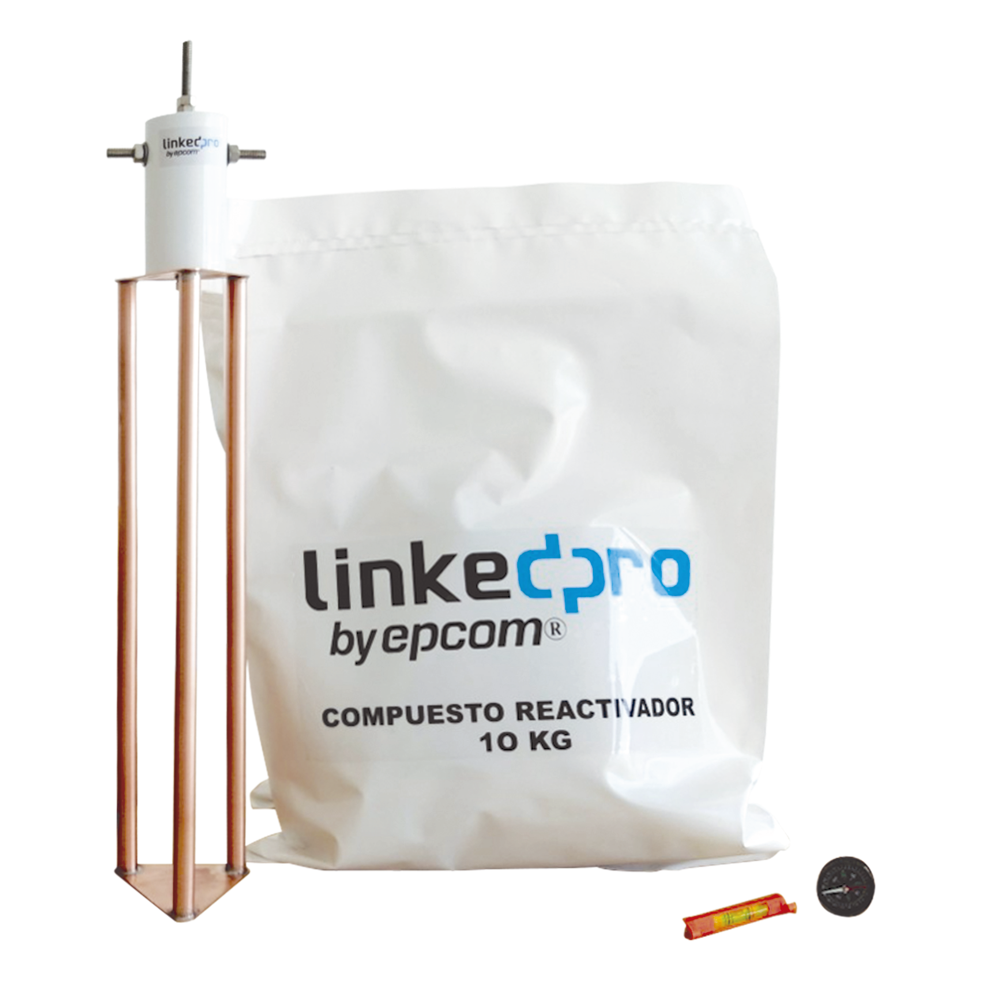 Electrodo Puesta a Tierra / Cobre Electrolítico / Diseño Delta / Filtro Equipotencial / 30A / 45 cm (17.7 in) / 12 kg — LINKEDPRO BY EPCOM · SKU LP-GROUND-30A