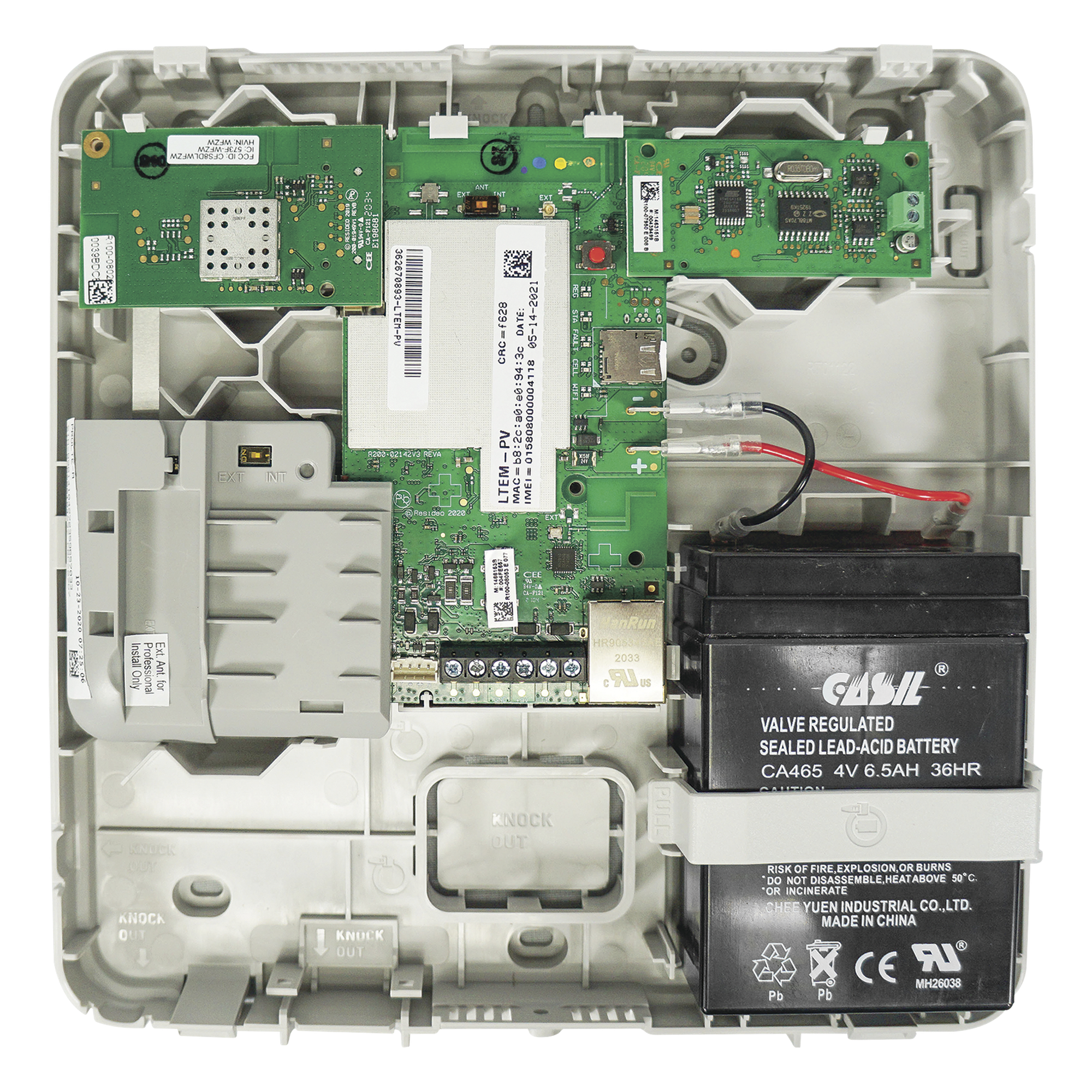 Comunicador de Alarmas / LTE Cat-M1 / Ethernet y Wi-Fi / Paneles VISTA, DSC e Interlogix / Batería 4V 6.5Ah — HONEYWELL HOME RESIDEO · SKU LTEM-PA