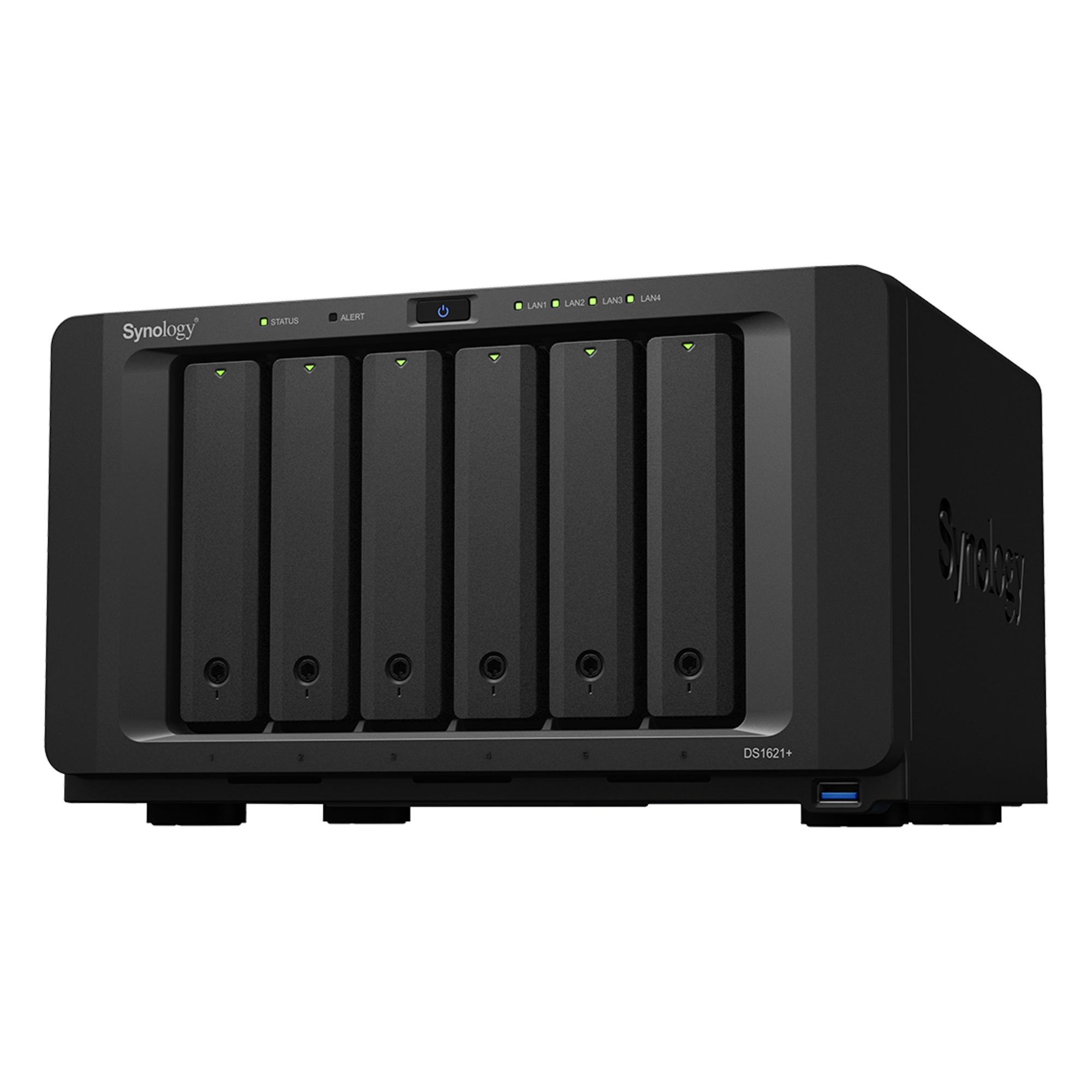 NAS Synology DiskStation DS1621+ | 6 Bahías | Procesador AMD Ryzen V1500B | 4 GB DDR4 ECC | Expansión Hasta 16 Bahías | 2 Ranuras M.2 NVMe | Puerto 10GbE RJ-45 | Compatibilidad RAID | Btrfs | Virtualización | Caché SSD.