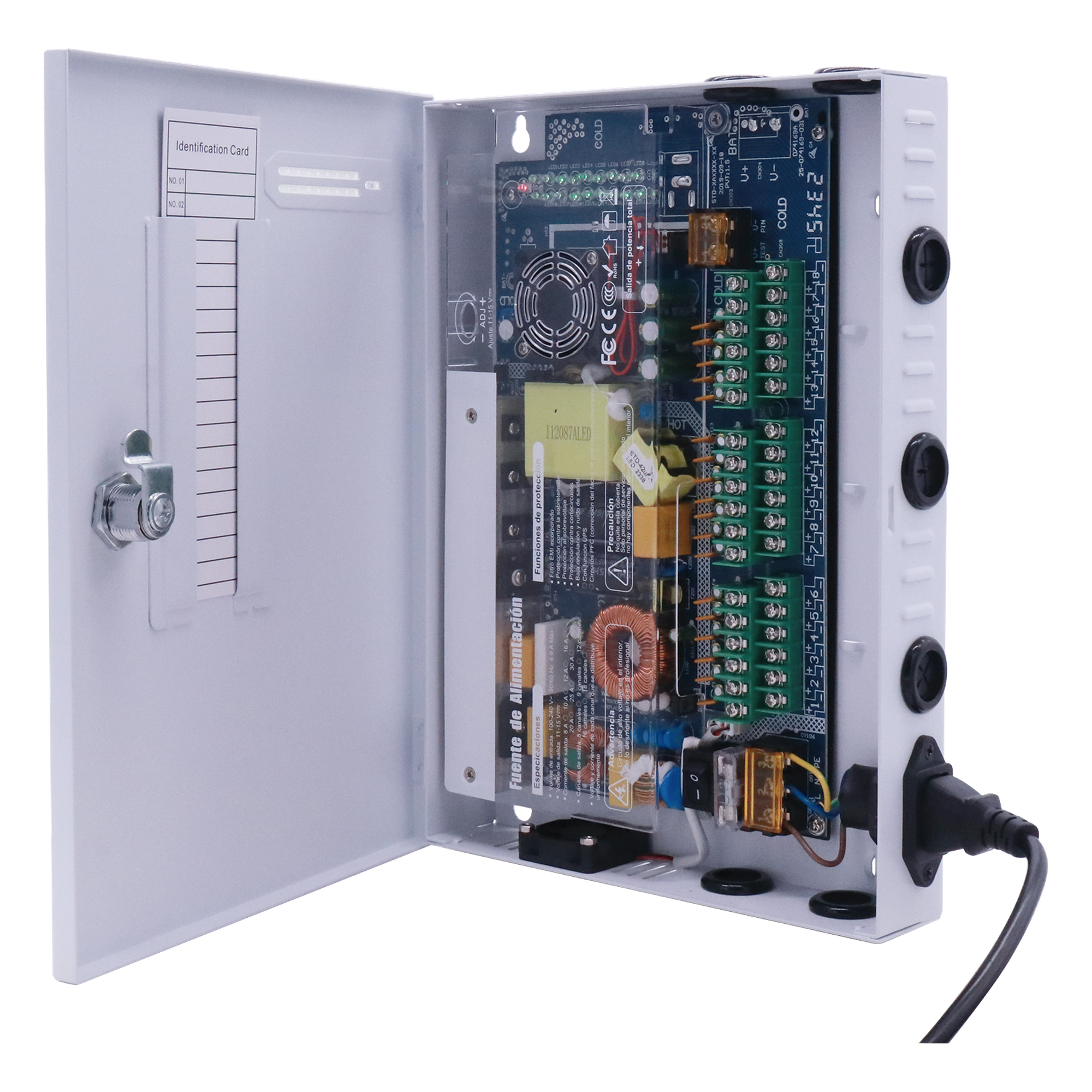 Fuente de Poder CCTV / 18 Canales / 20 A / 200 W / Voltaje Ajustable 11-15 VCC / Filtro de Ruido por Canal / Operación -20°C a 70°C — EPCOM POWERLINE · SKU XP18DC20HD
