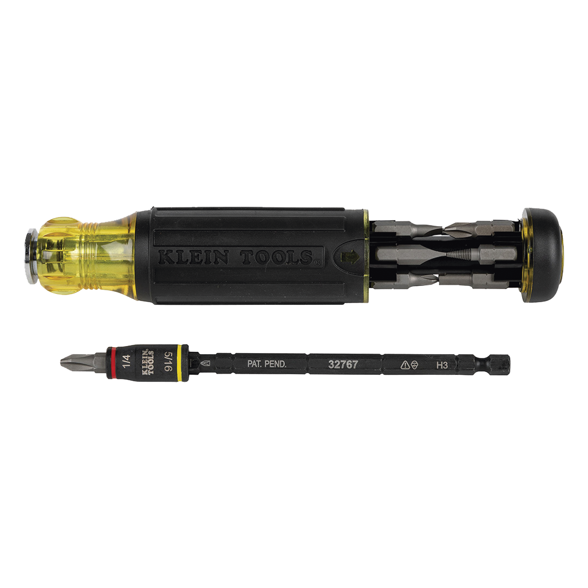Desarmador multiherramienta HVAC / Longitud ajustable / 14 funciones / 12 puntas integradas / Dado 1/4'' girado / Compatible impacto — KLEIN TOOLS · SKU 32304
