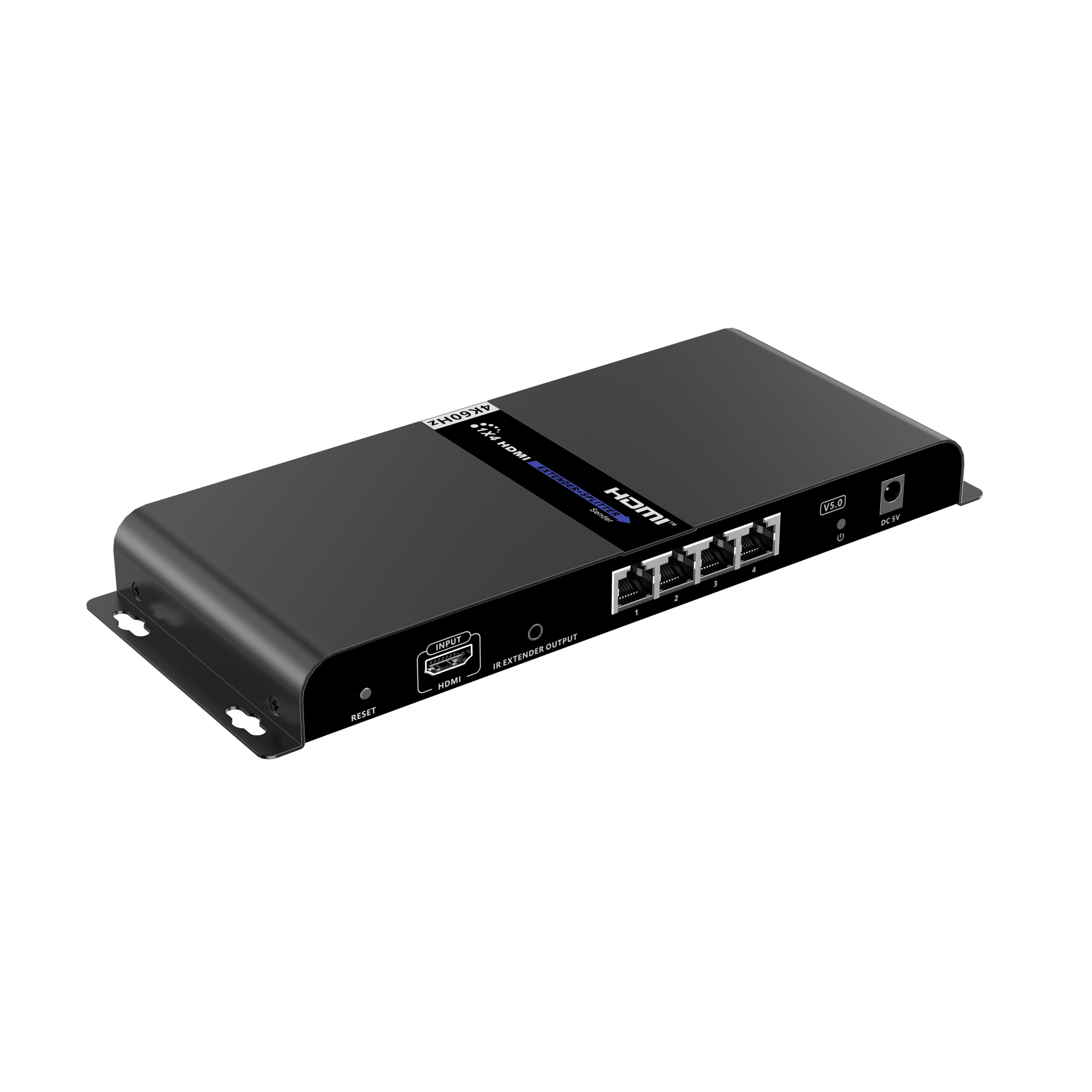 Kit Divisor y Extensor HDMI (Extender Splitter) | Divide 1 Fuente HDMI a 4 Pantallas | Extiende la señal HDMI hasta 120 m | Resolución 4Kx2K @ 60 Hz | Cat 6/6a | Uso 24/7 | Longitud del cable autoajustable 