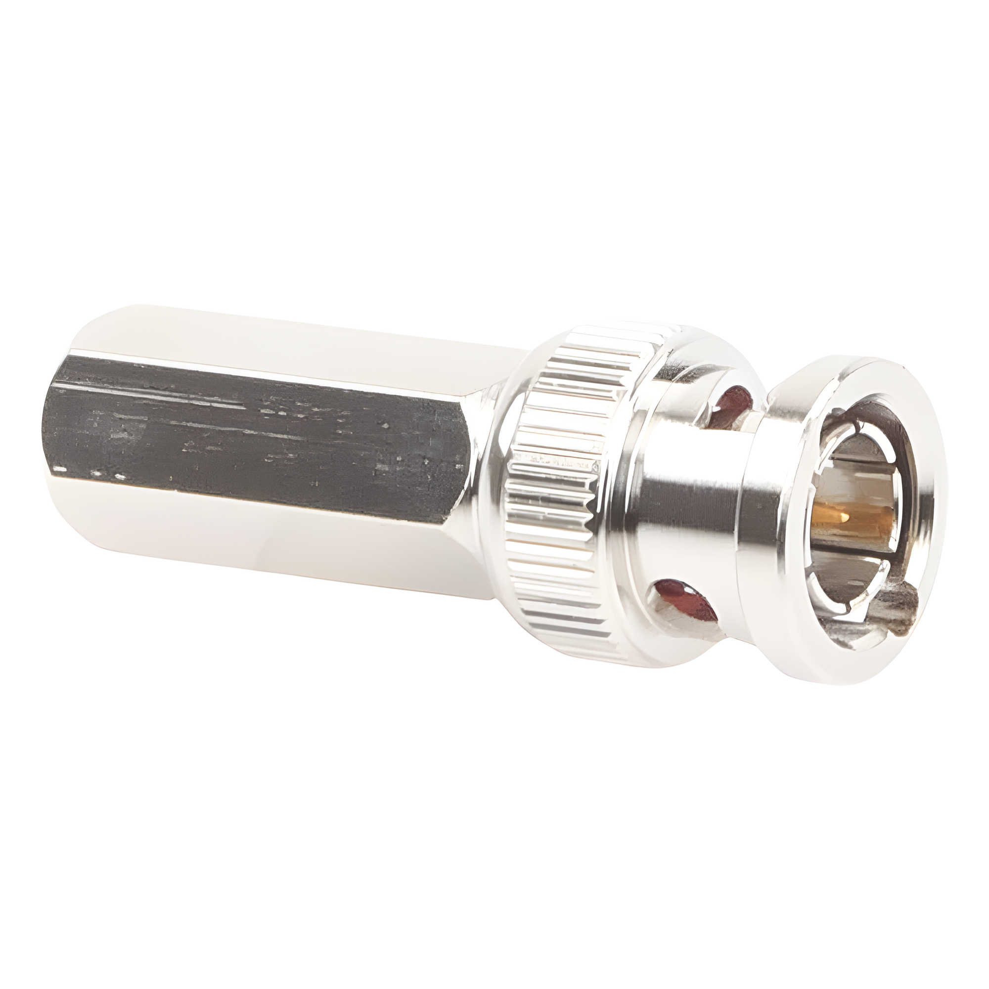 Conector BNC Macho / Ensamble Roscable / RG-59/U / 75 Ohm / 14 mm x 37.6 mm / Níquel-Oro-Delrin