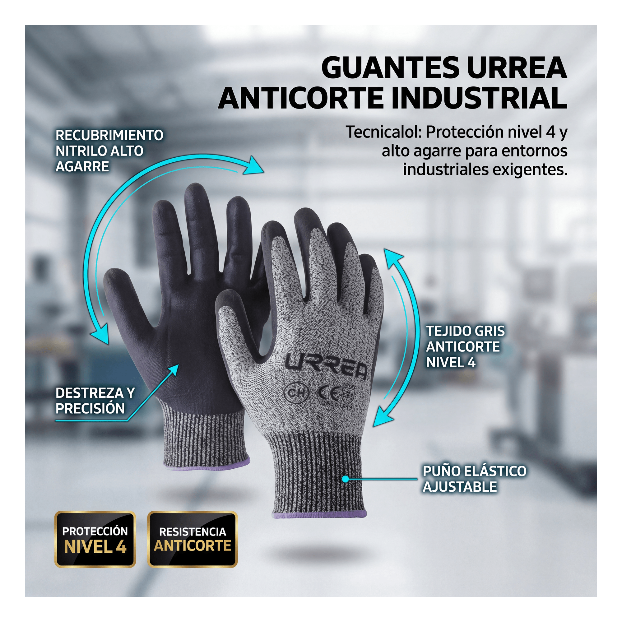Guantes de protección / Supraneema con nitrilo espumoso / Resistencia al corte / Talla XL / 4.92 x 34.45 x 82.02 ft
